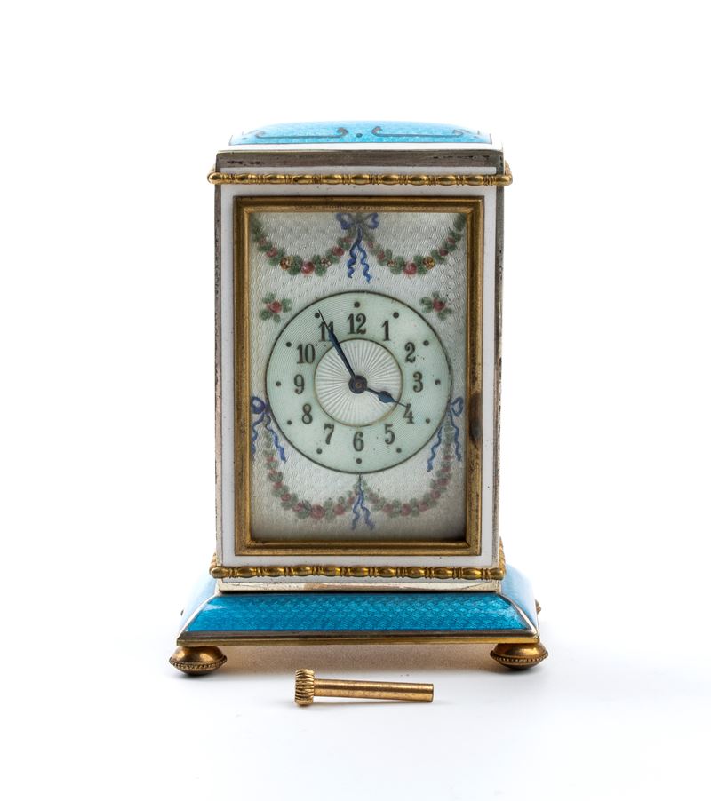 Franz Hiess & Söhne (co.) - Orologio da Tavolo Art Déco con Smalti