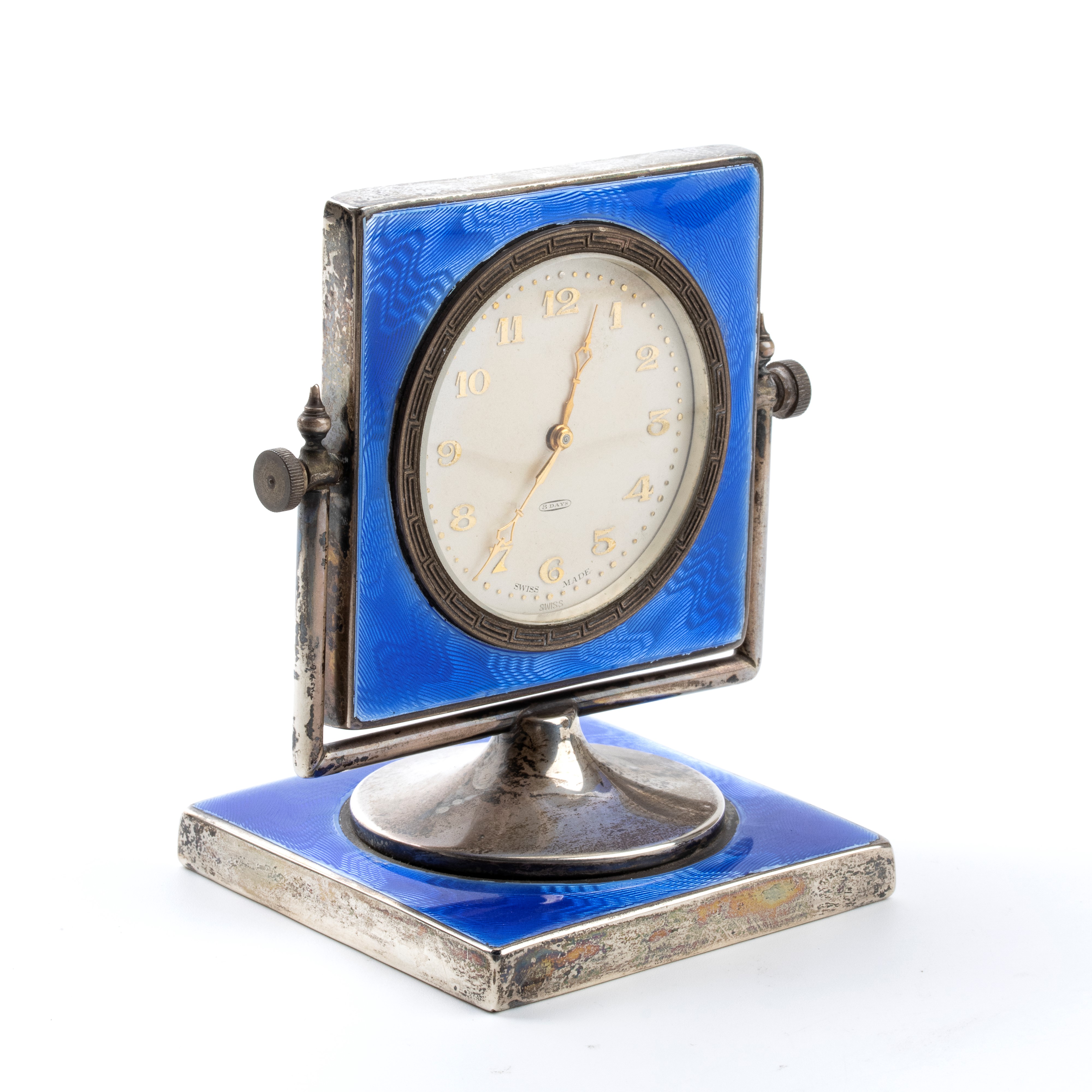 Orologio da tavolo Art Déco in argento e smalti