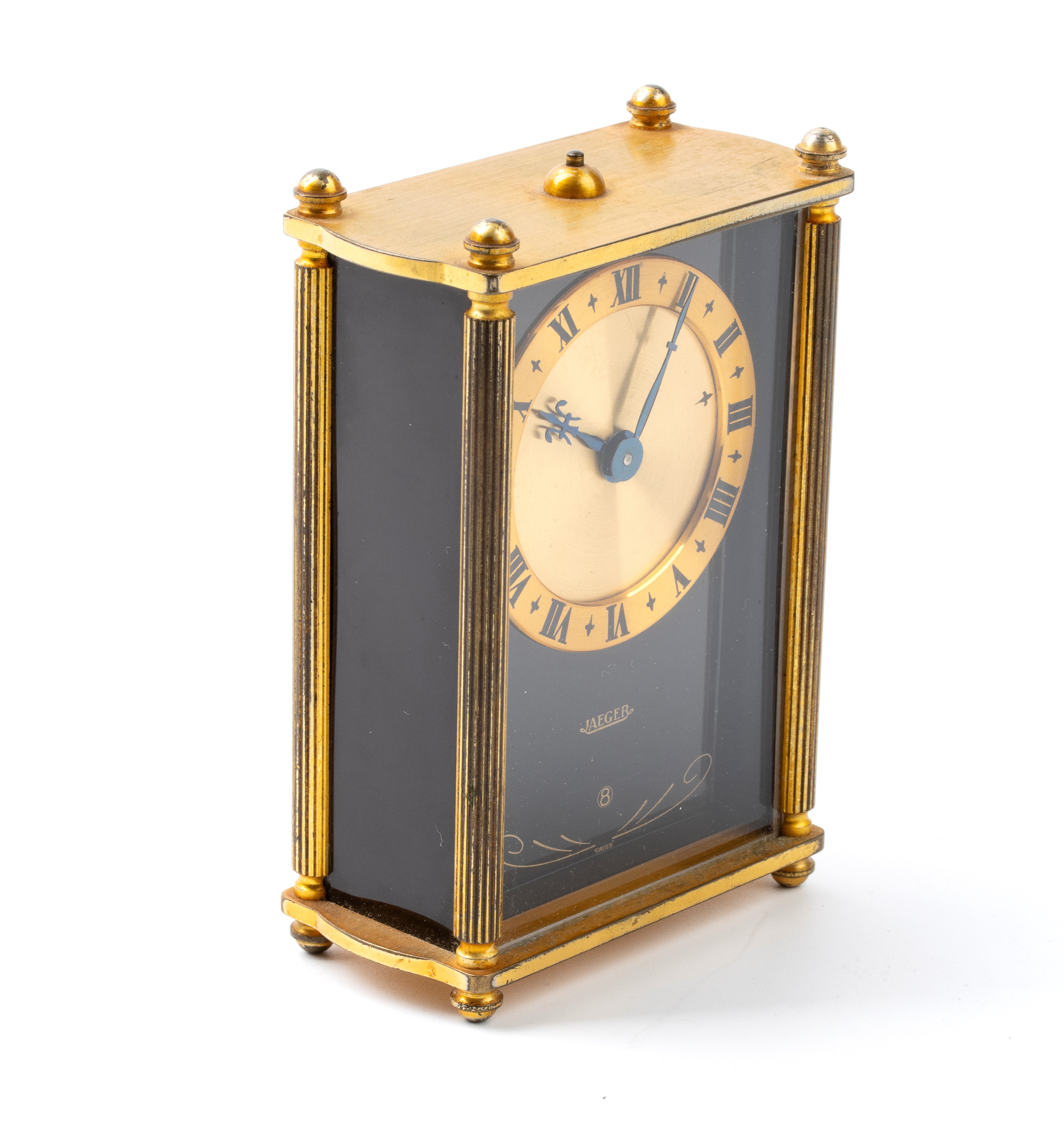 Orologio sveglia da tavolo in metallo dorato