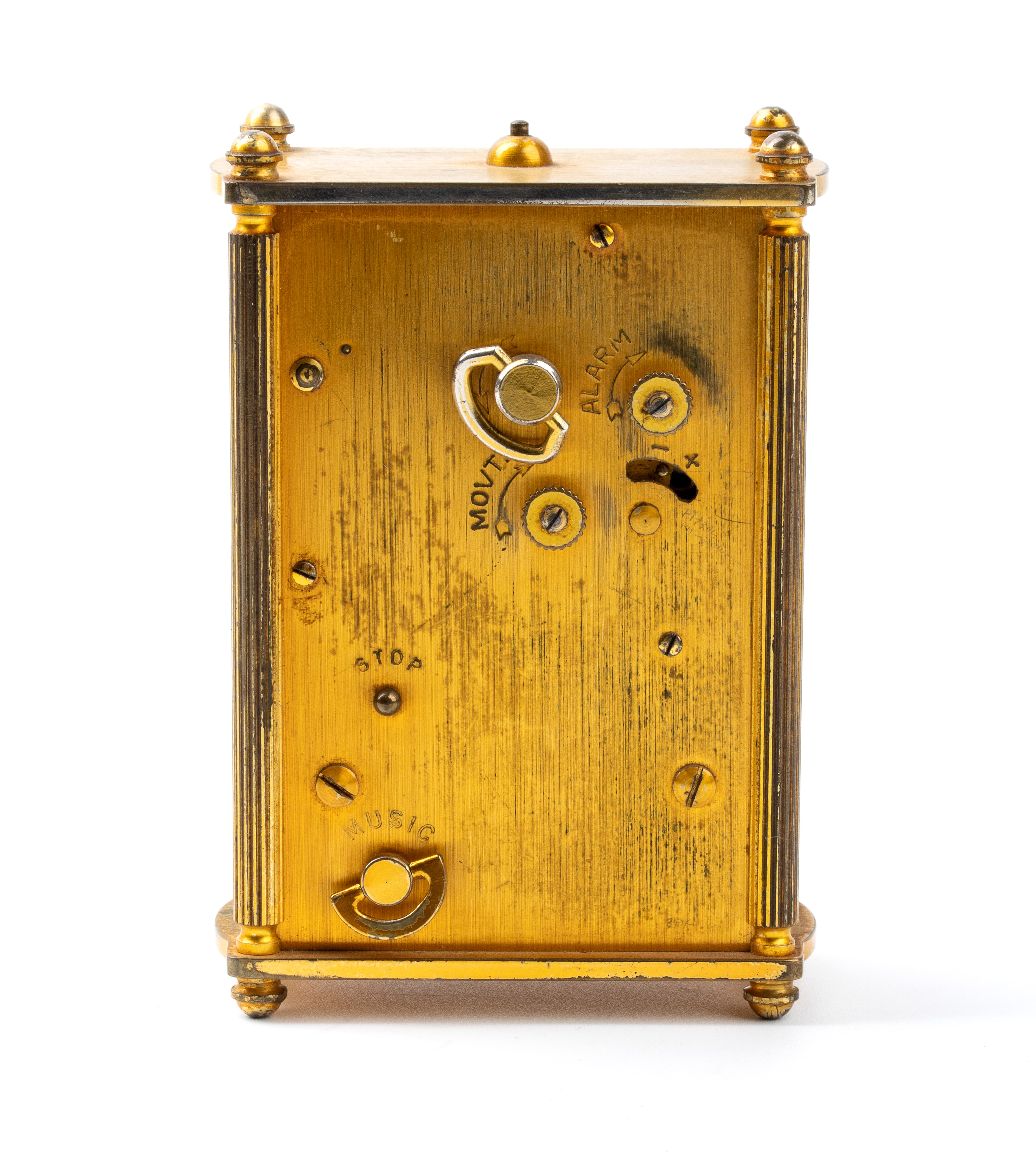 Orologio sveglia da tavolo in metallo dorato