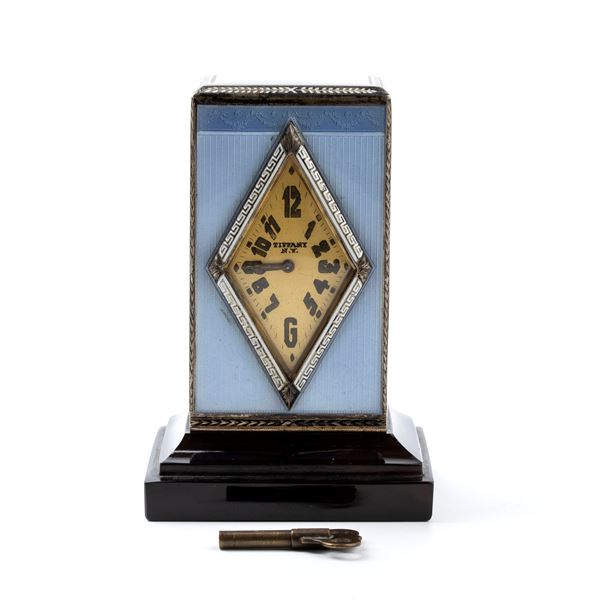 Wera per Tiffany &amp; Co - Art Déco sterling silver and enamels table clock