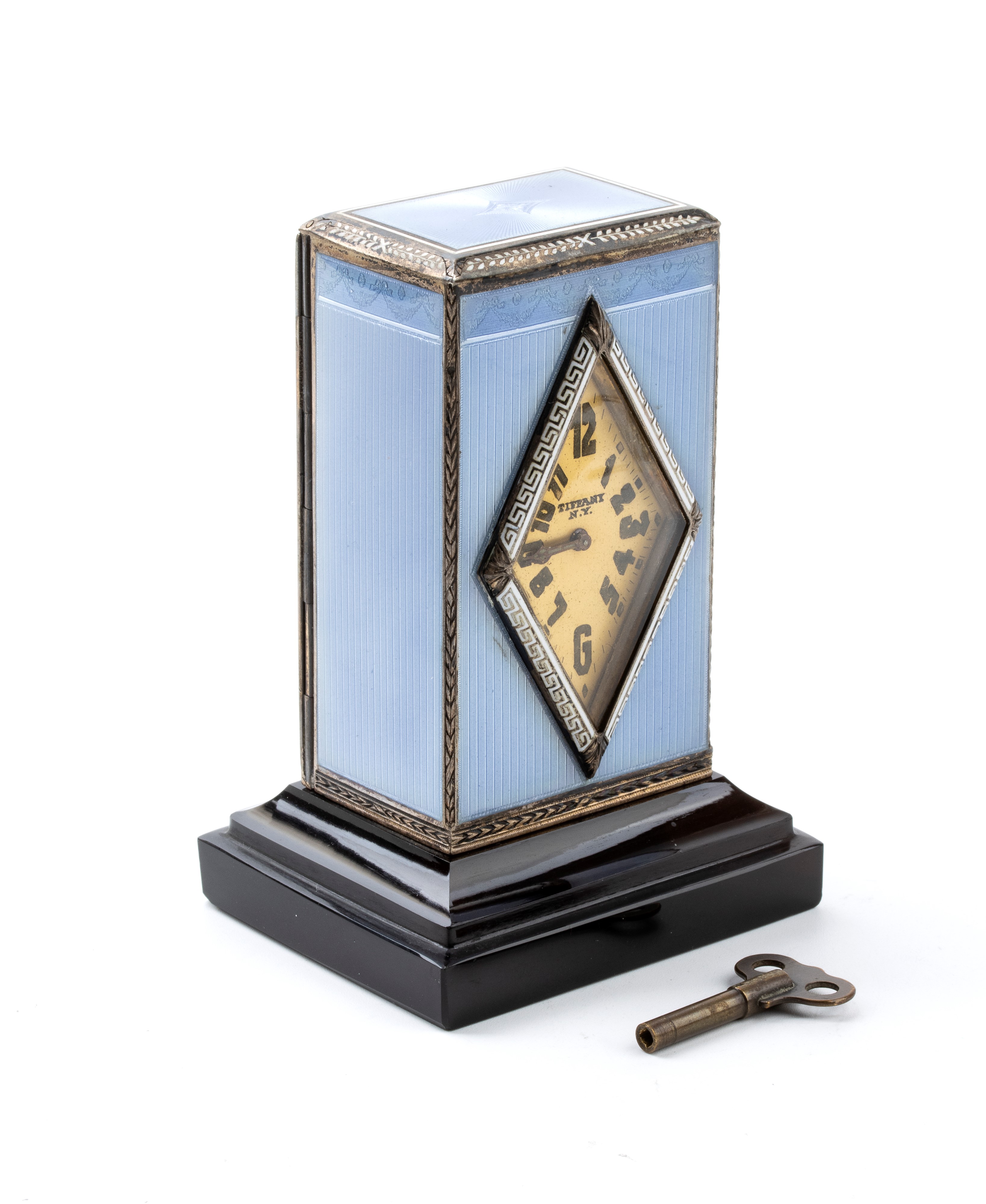 Orologio da tavolo Art Déco in argento e smalti