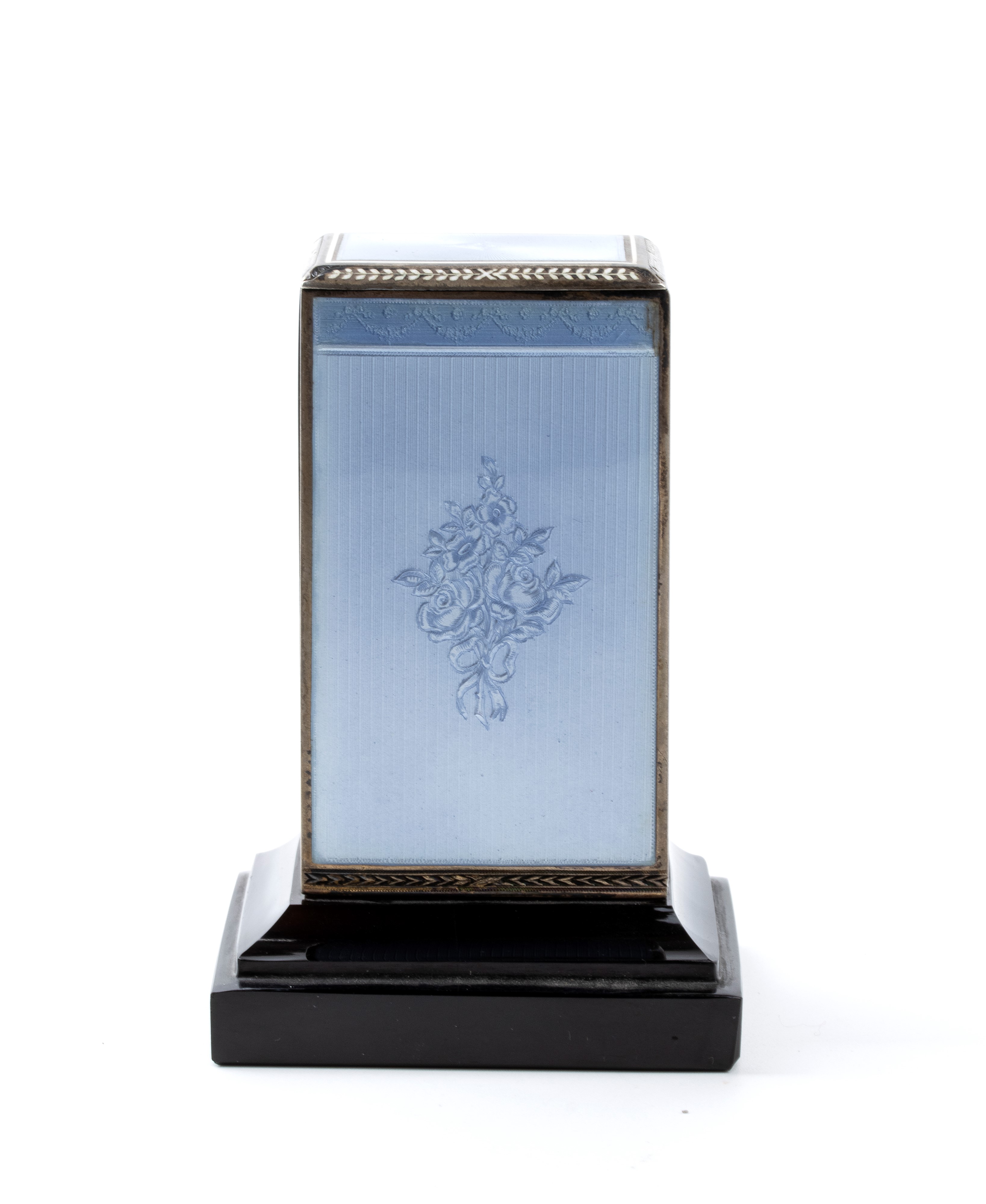 Orologio da tavolo Art Déco in argento e smalti