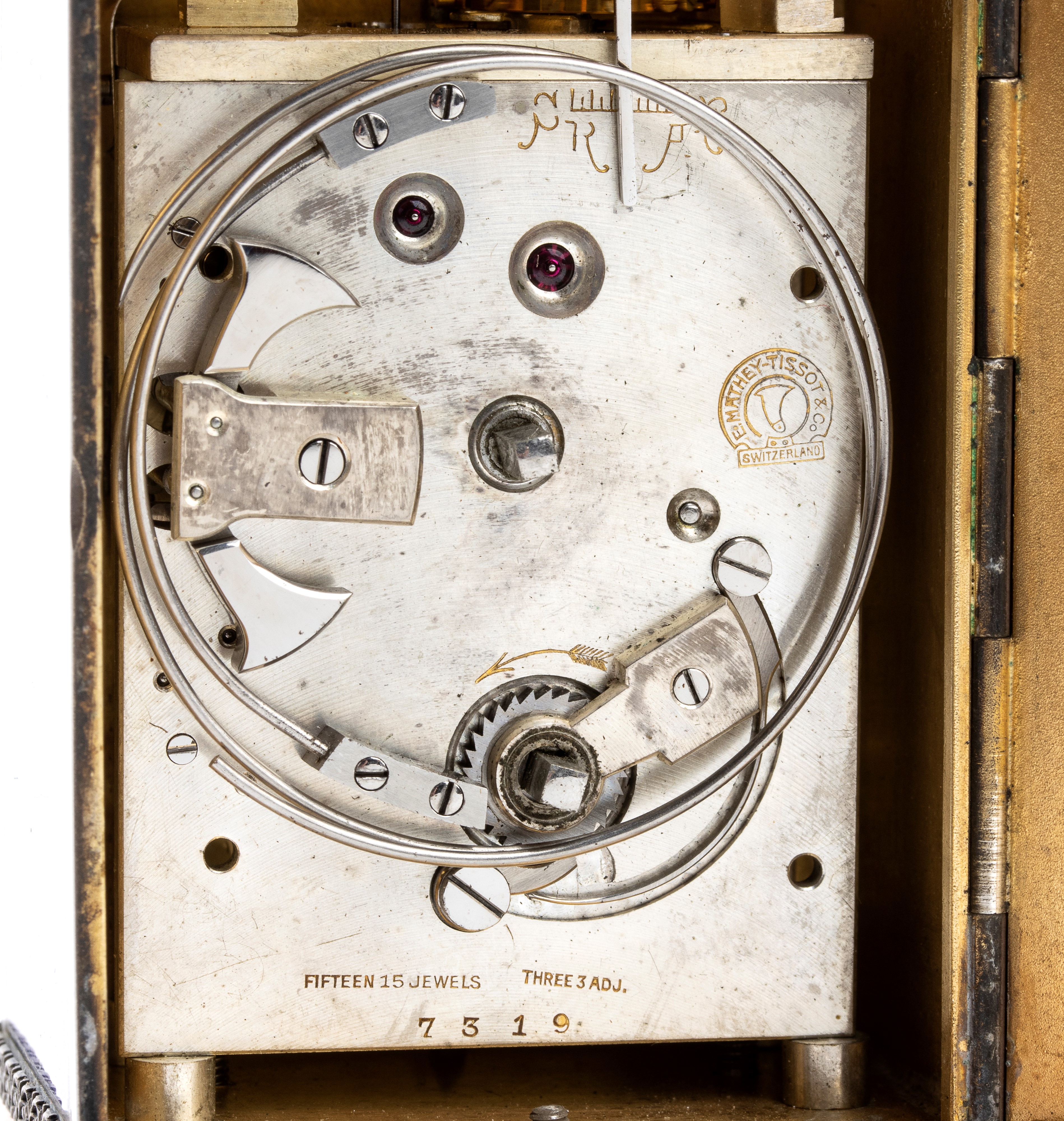 Orologio da tavolo Art Déco con ripetizione a minuti in argento e smalti