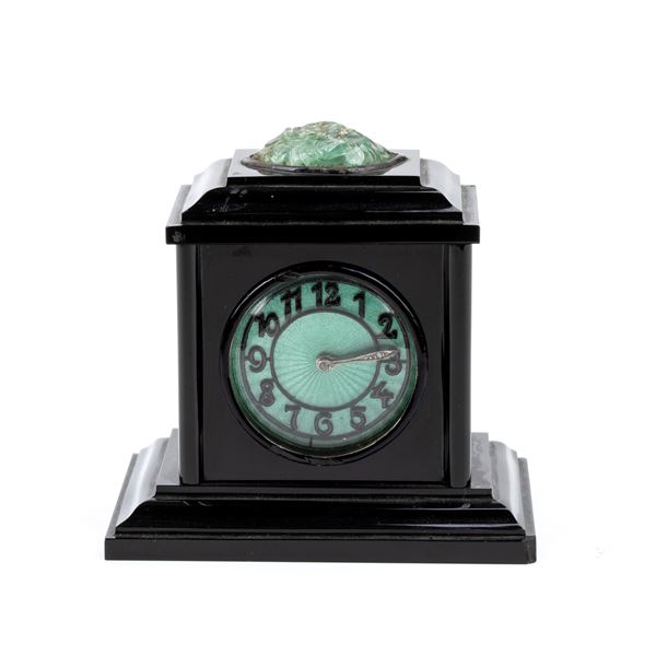 Table clock with enamels