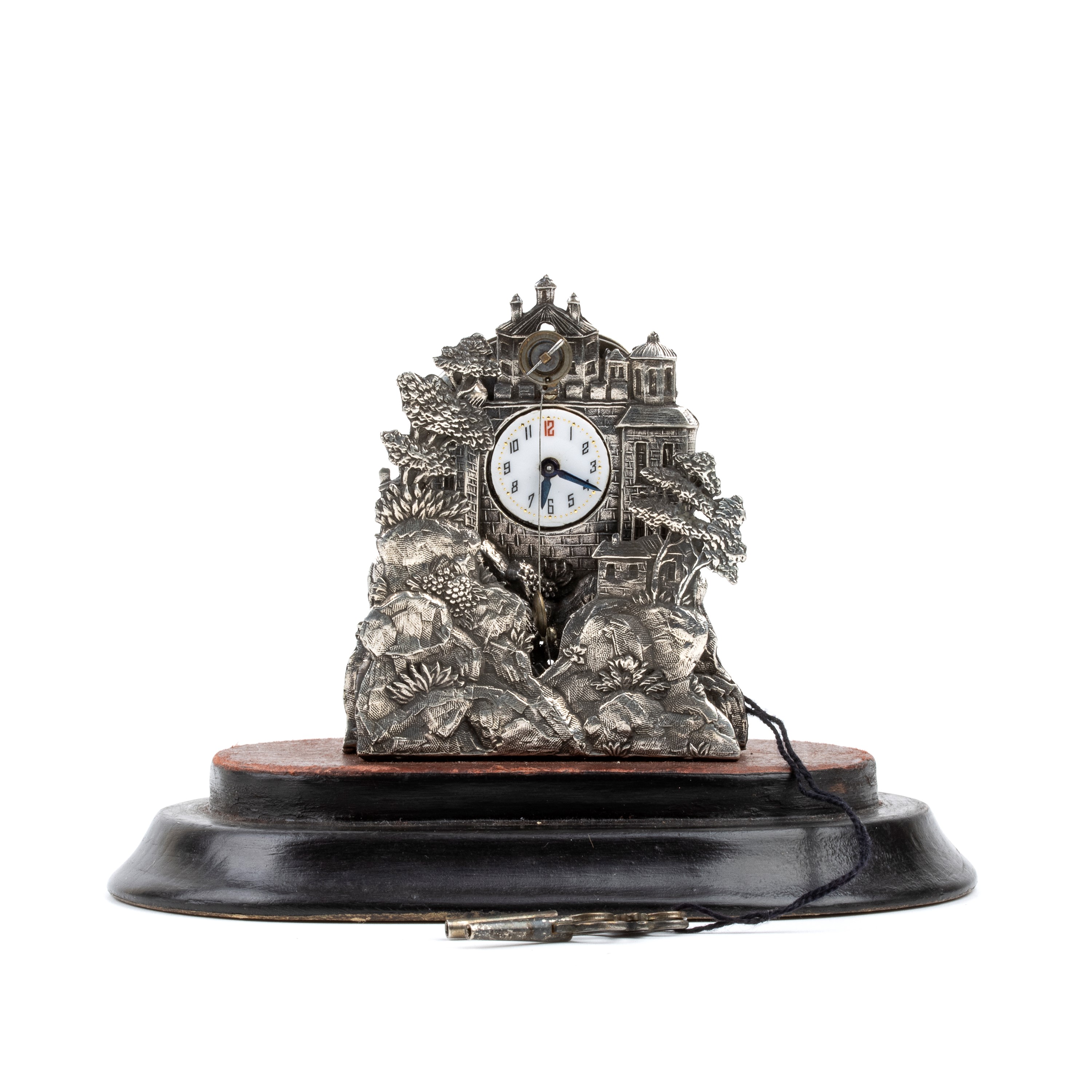 Orologio da tavolo in argento con campana