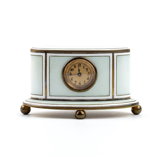 Art Déco table clock with enamels