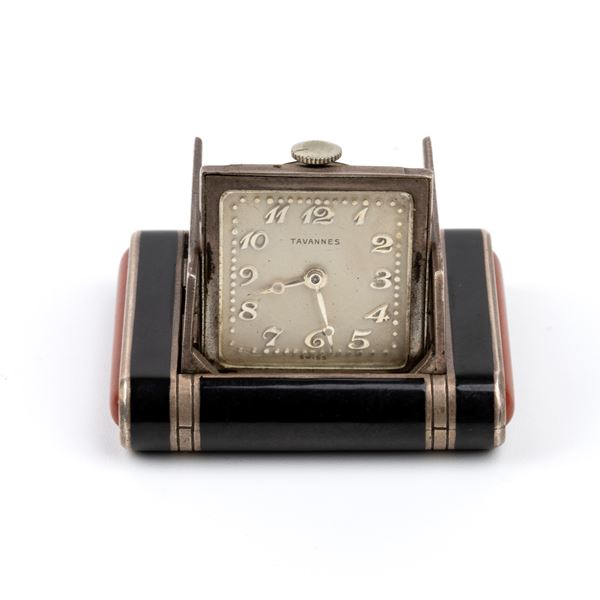 Tavannes Watch Co - Art Déco sterling silver and enamels pocket watch