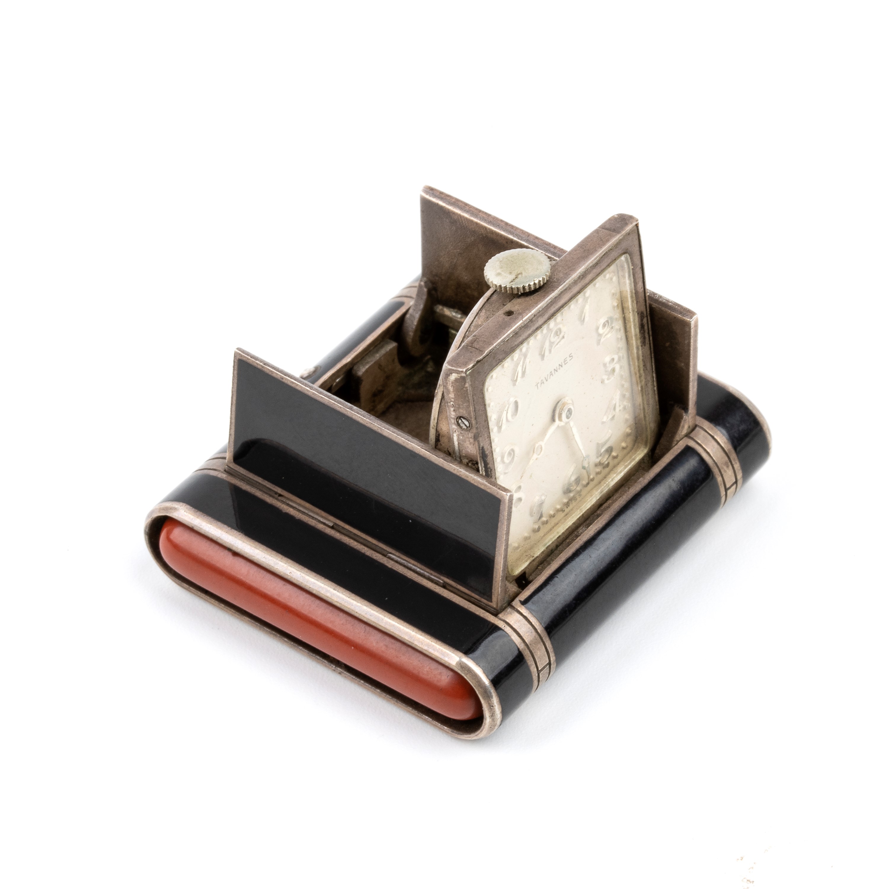 Orologio da tasca Art Déco in argento e smalti