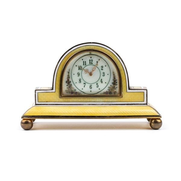 Art Déco table clock with enamels