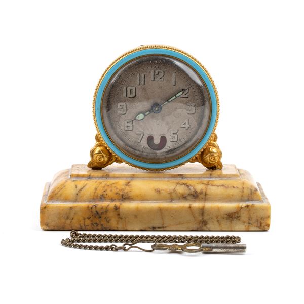 Sissa - Art Déco table clock with enamels