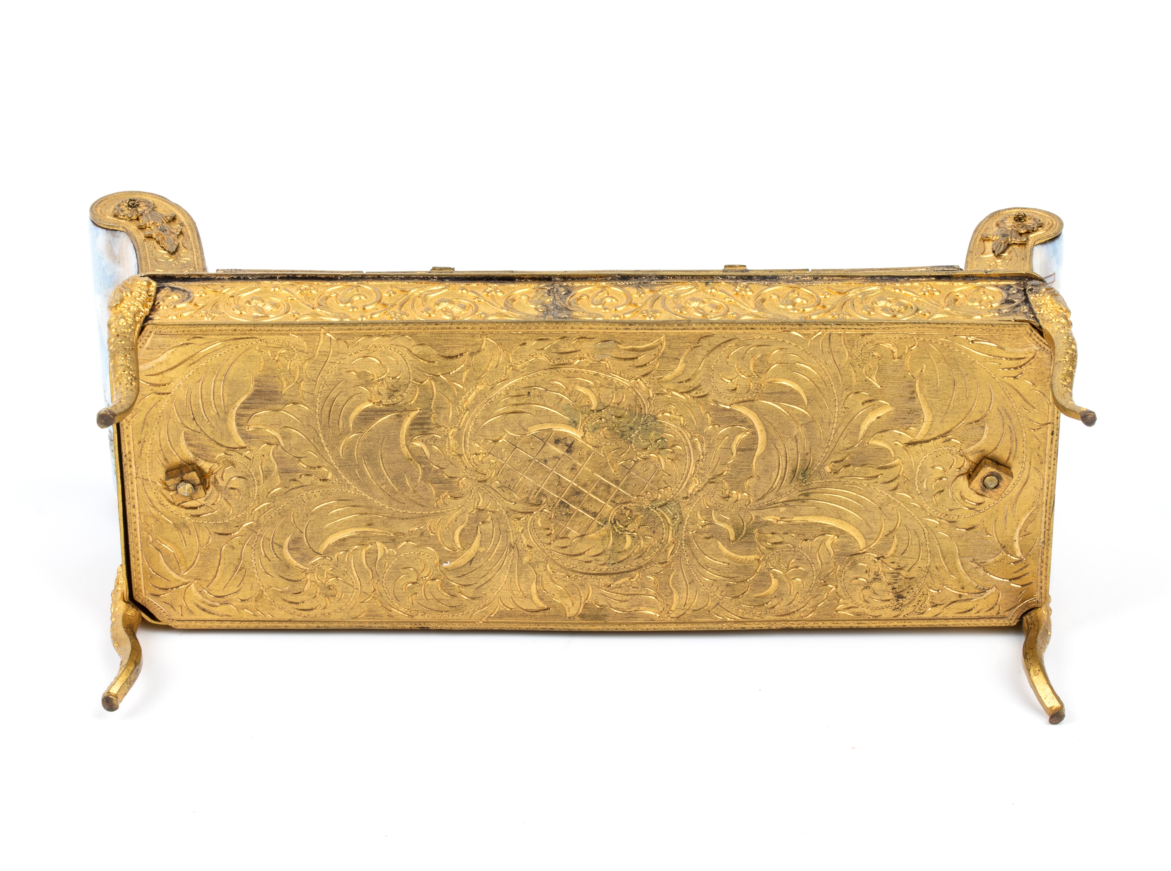 Orologio da tavolo con calamaio in smalti policromi