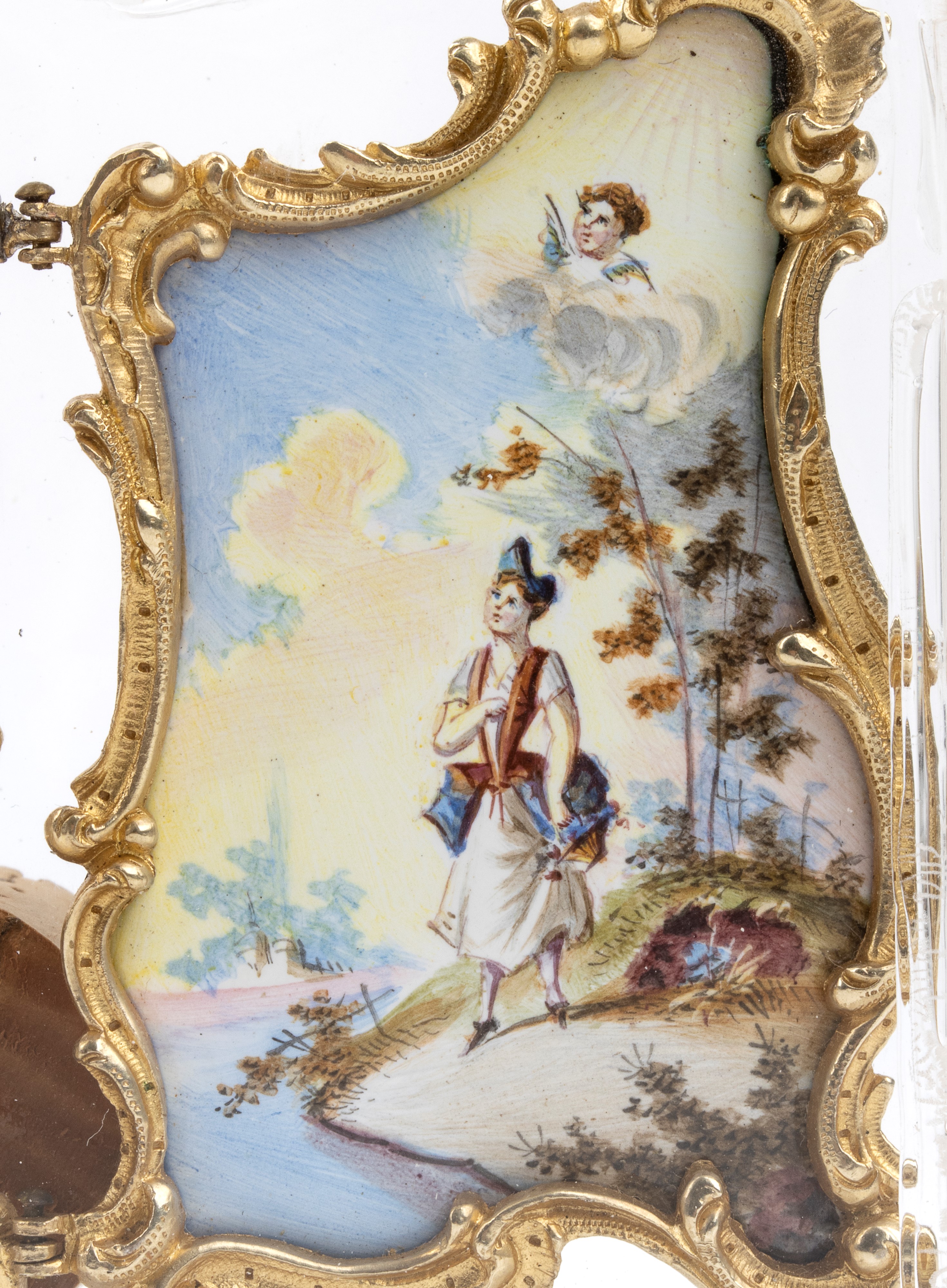 Orologio da tavolo in bronzo e smalti