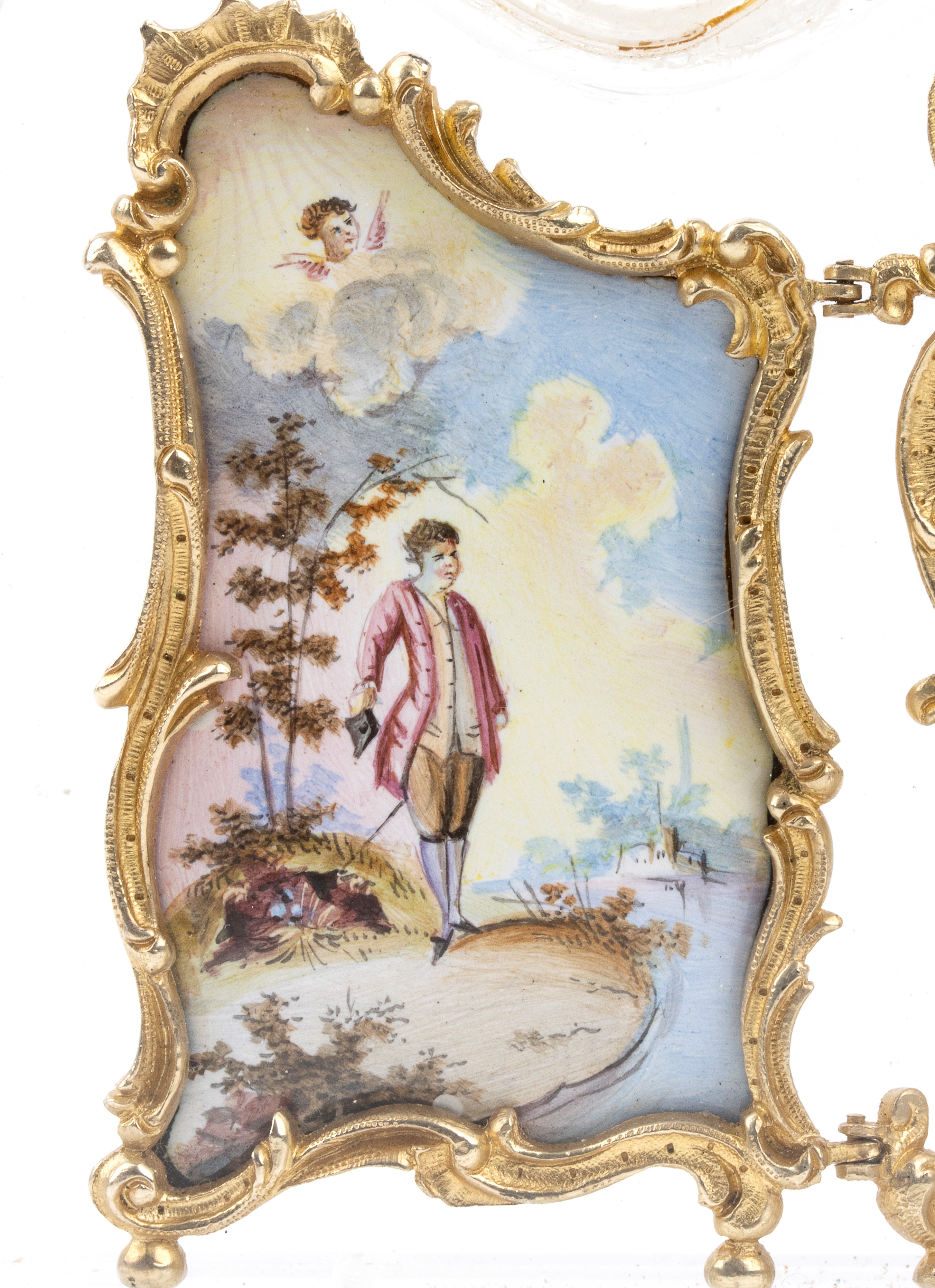 Orologio da tavolo in bronzo e smalti