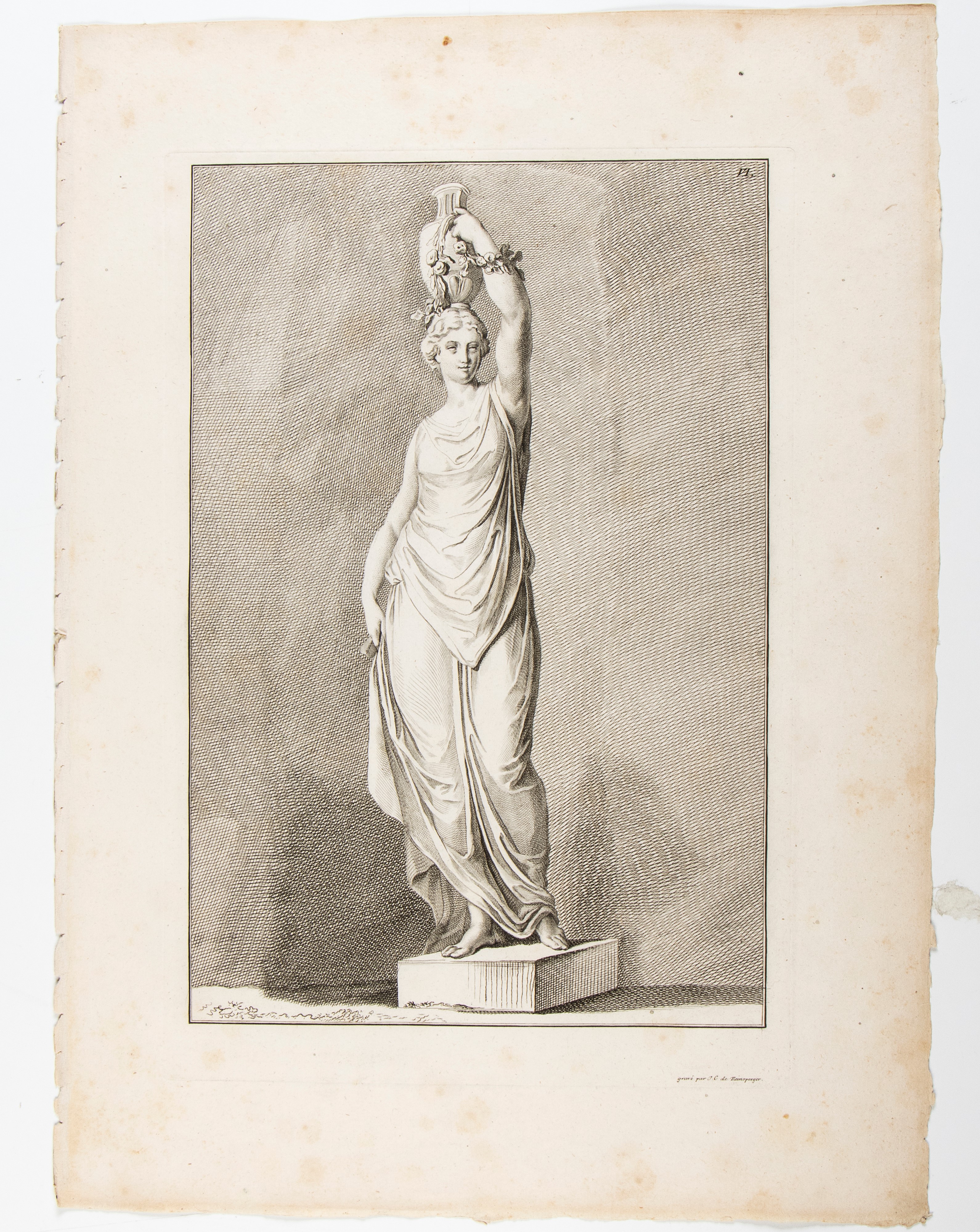 Lotto di 10 Incisioni Raffiguranti le Statue del Palazzo di Schönbrunn