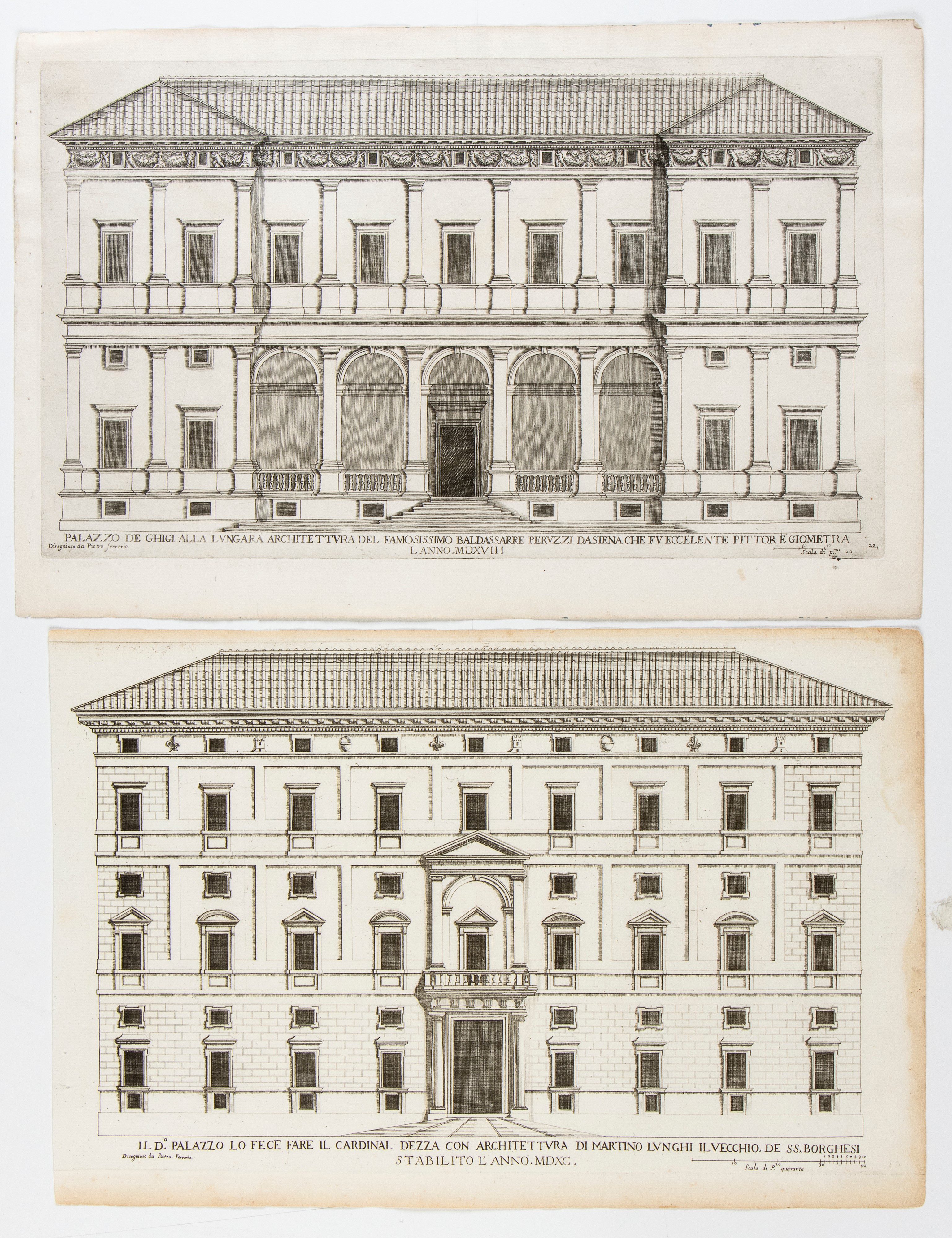Pietro Ferrerio - Palazzo De Chigi alla Lungara | Palazzo Branconio Dell'aquila | Palazzo del Car...