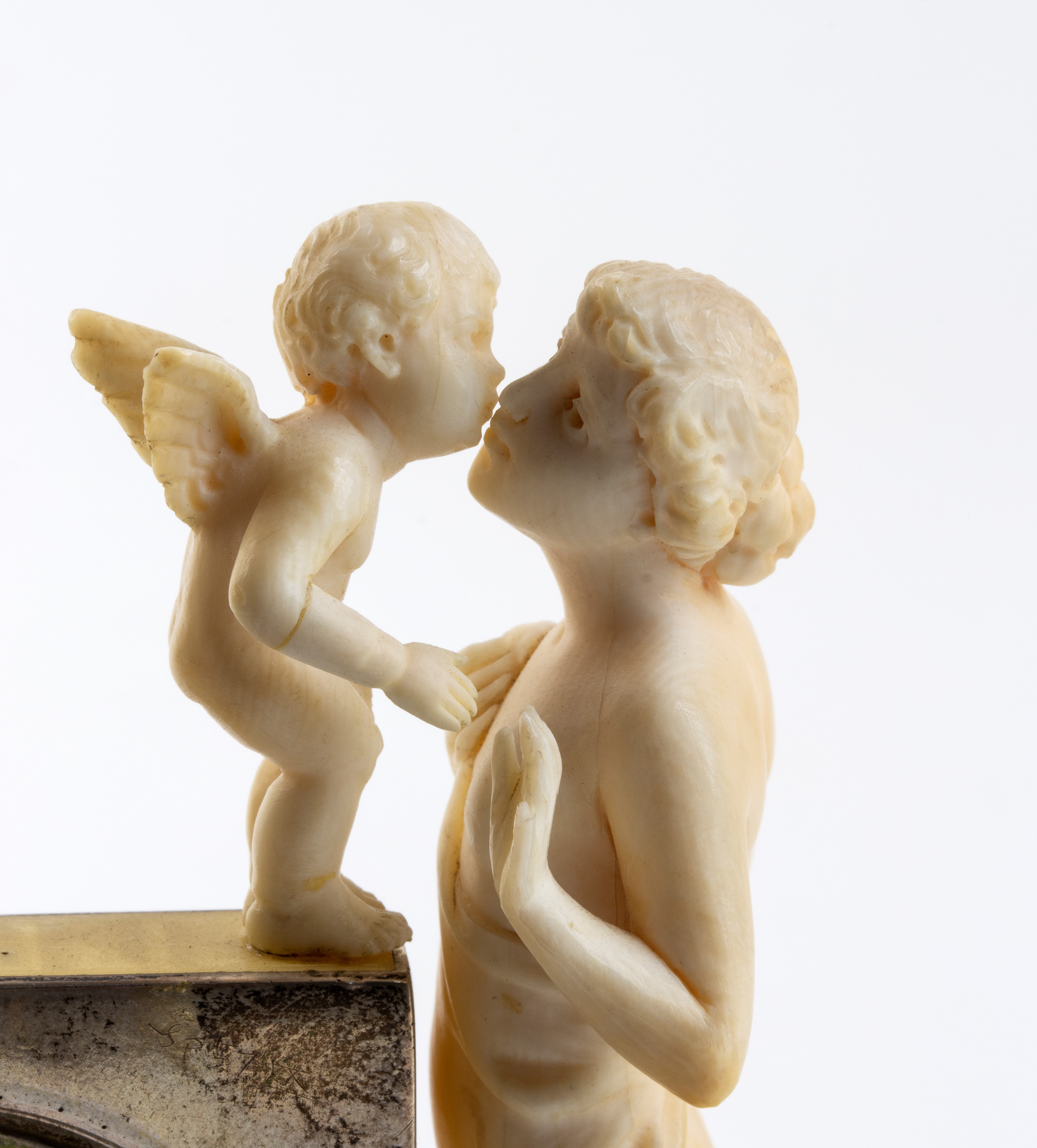 Orologio da tavolo Art Déco in argento, smalto guilloché e avorio