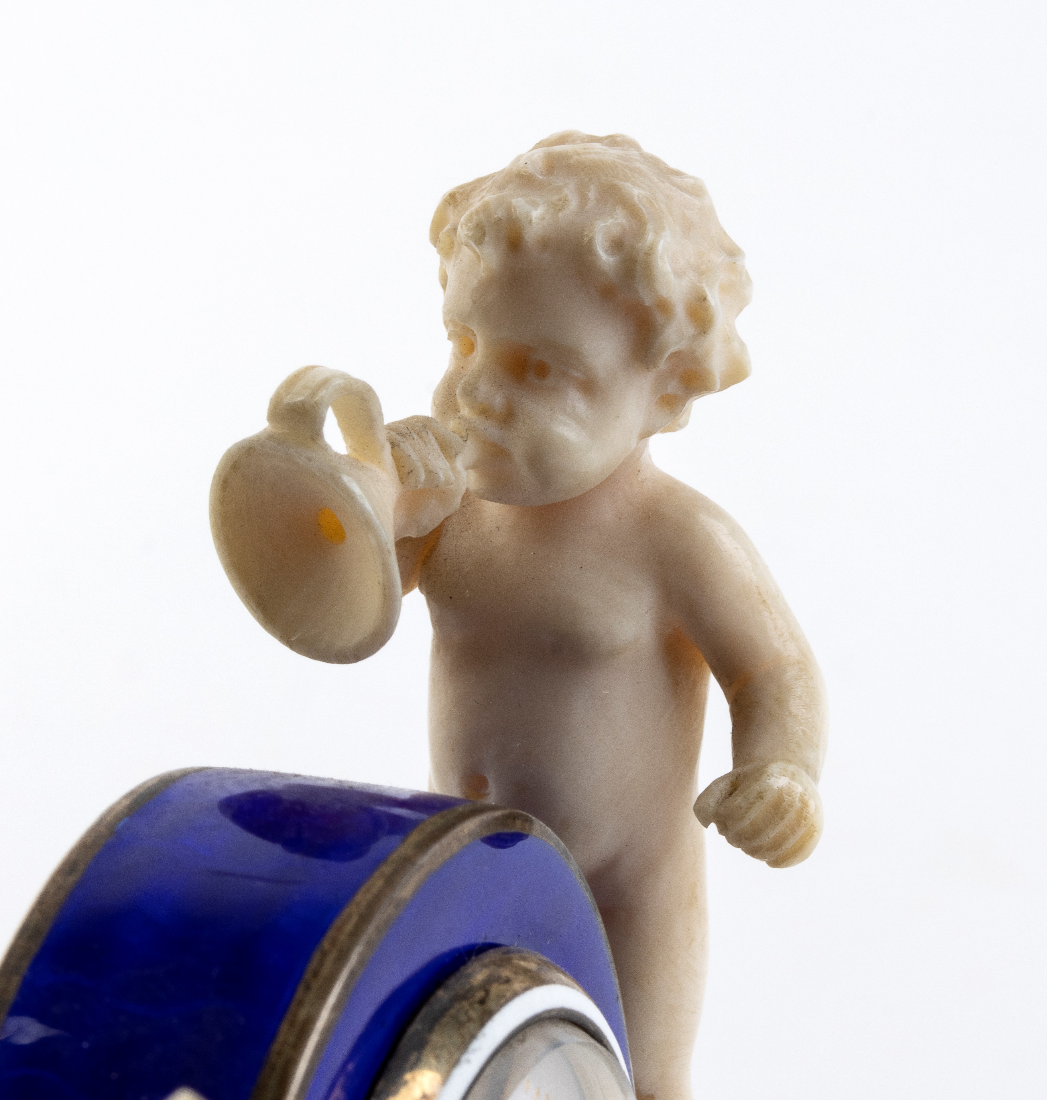 Orologio da tavolo Art Déco in argento, smalto guilloché e avorio