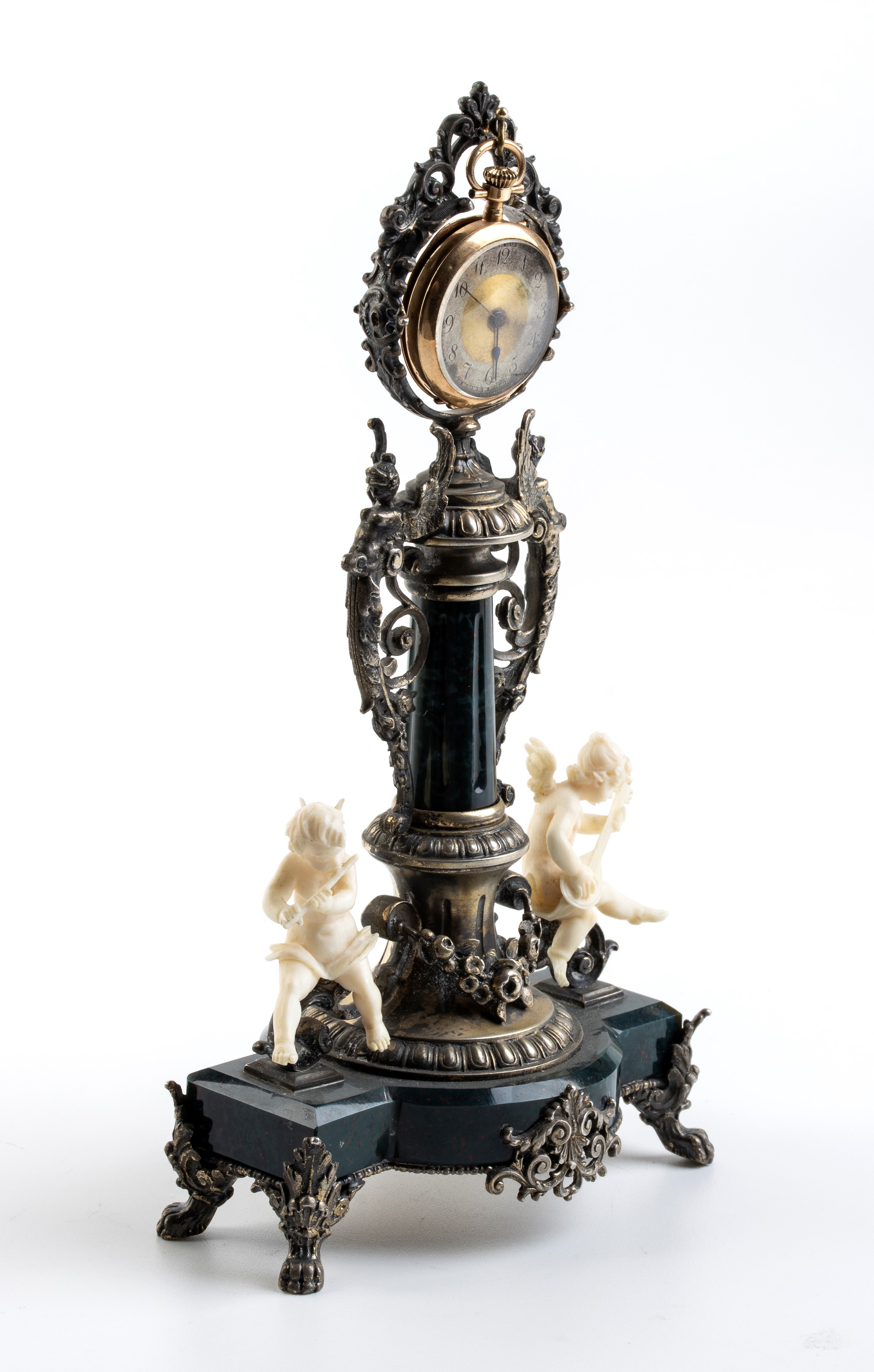 Portaorologio in argento, diaspro e avorio