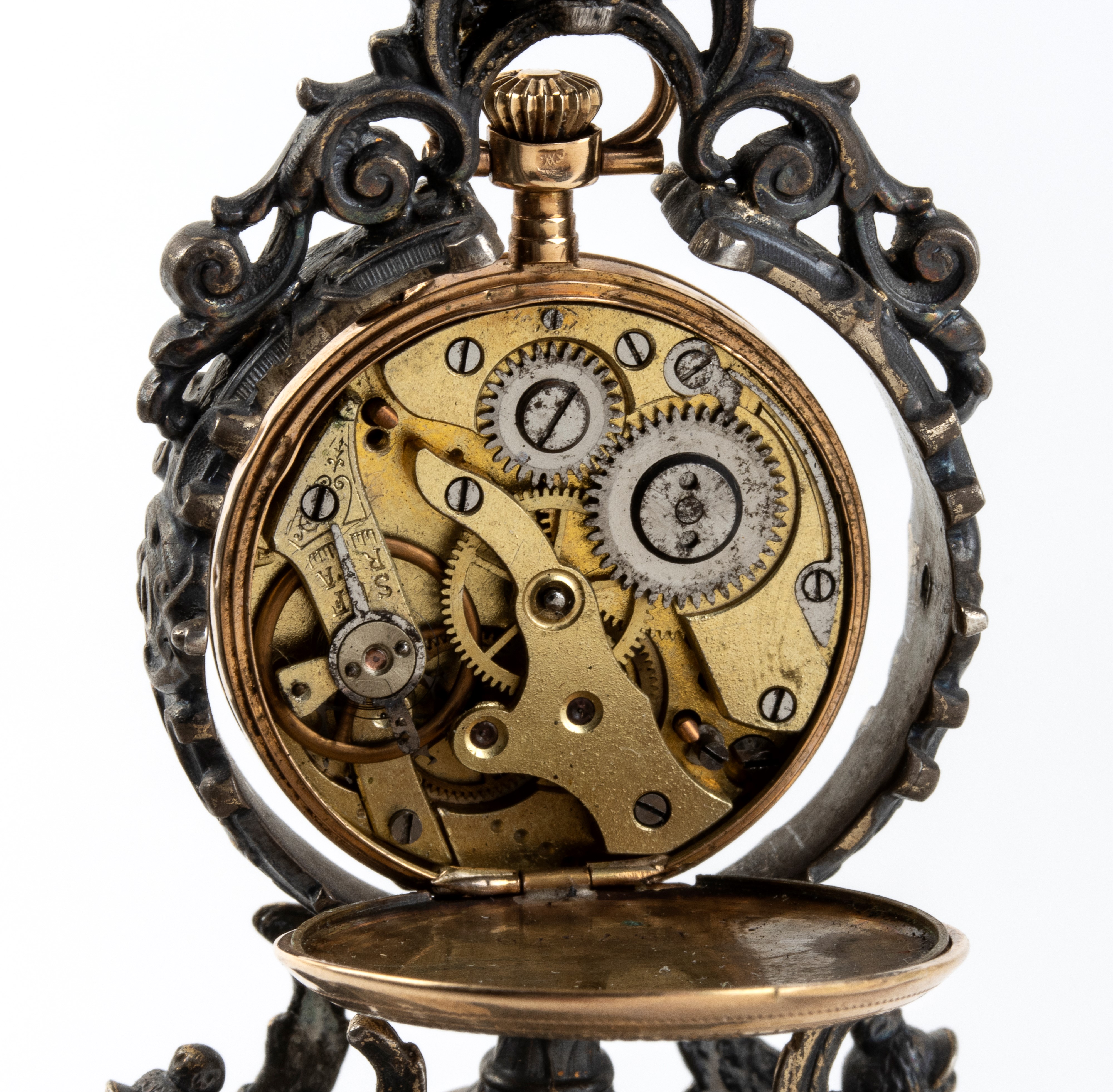 Portaorologio in argento, diaspro e avorio