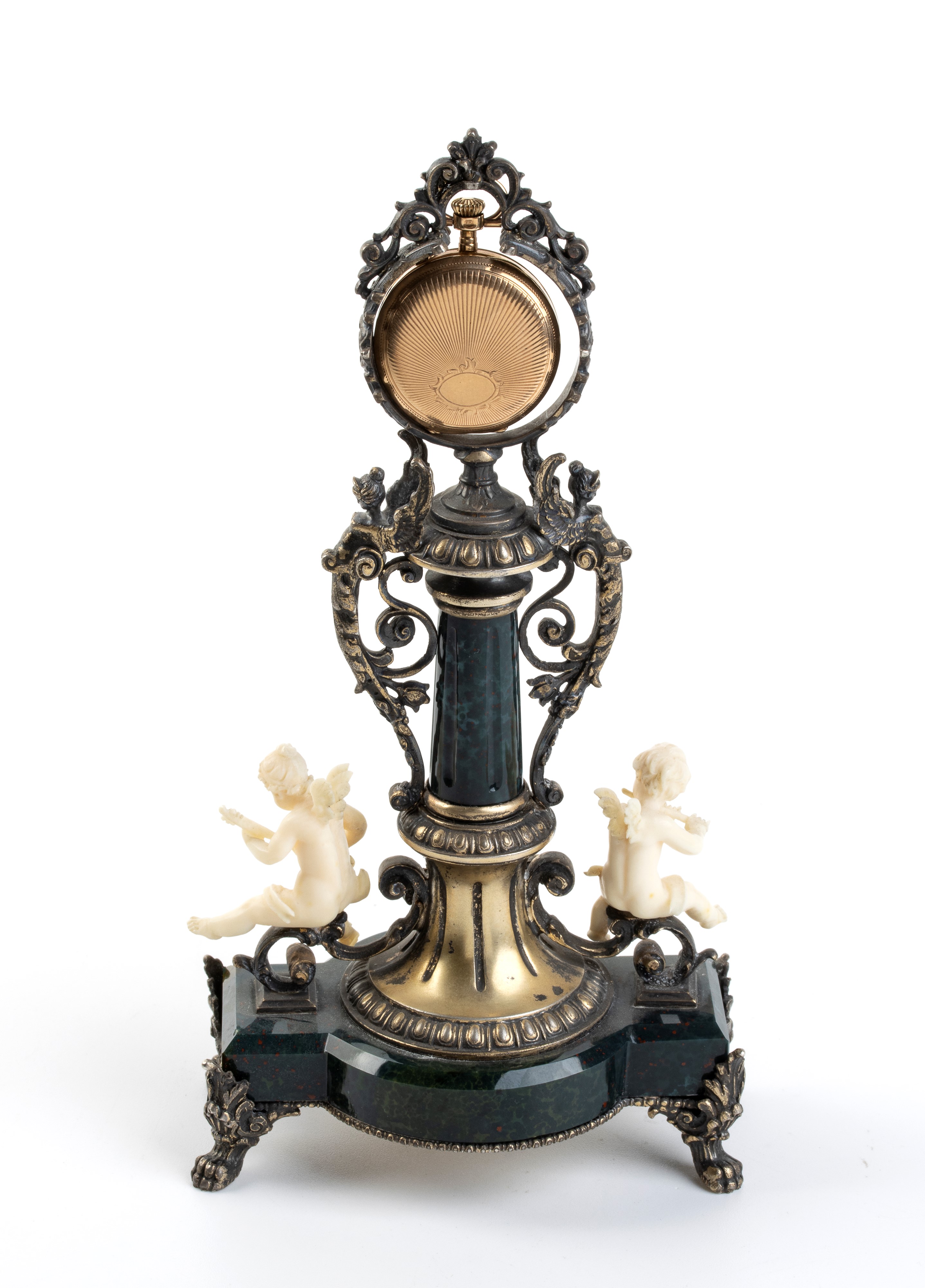 Portaorologio in argento, diaspro e avorio