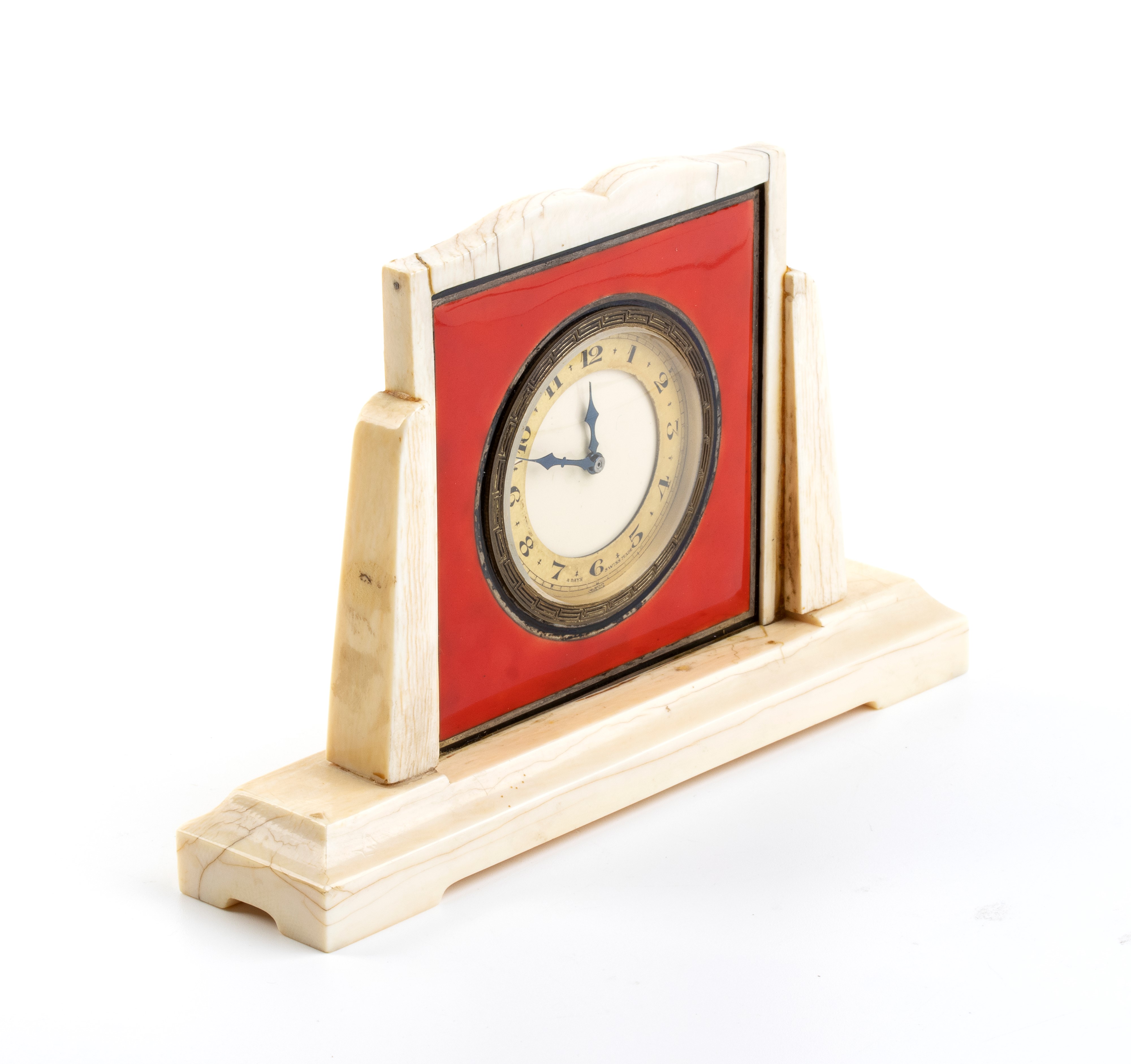 Orologio da tavolo Art Déco in avorio e smalto
