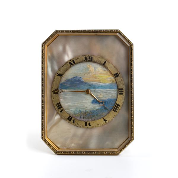 Art Déco mother of pearl table clock