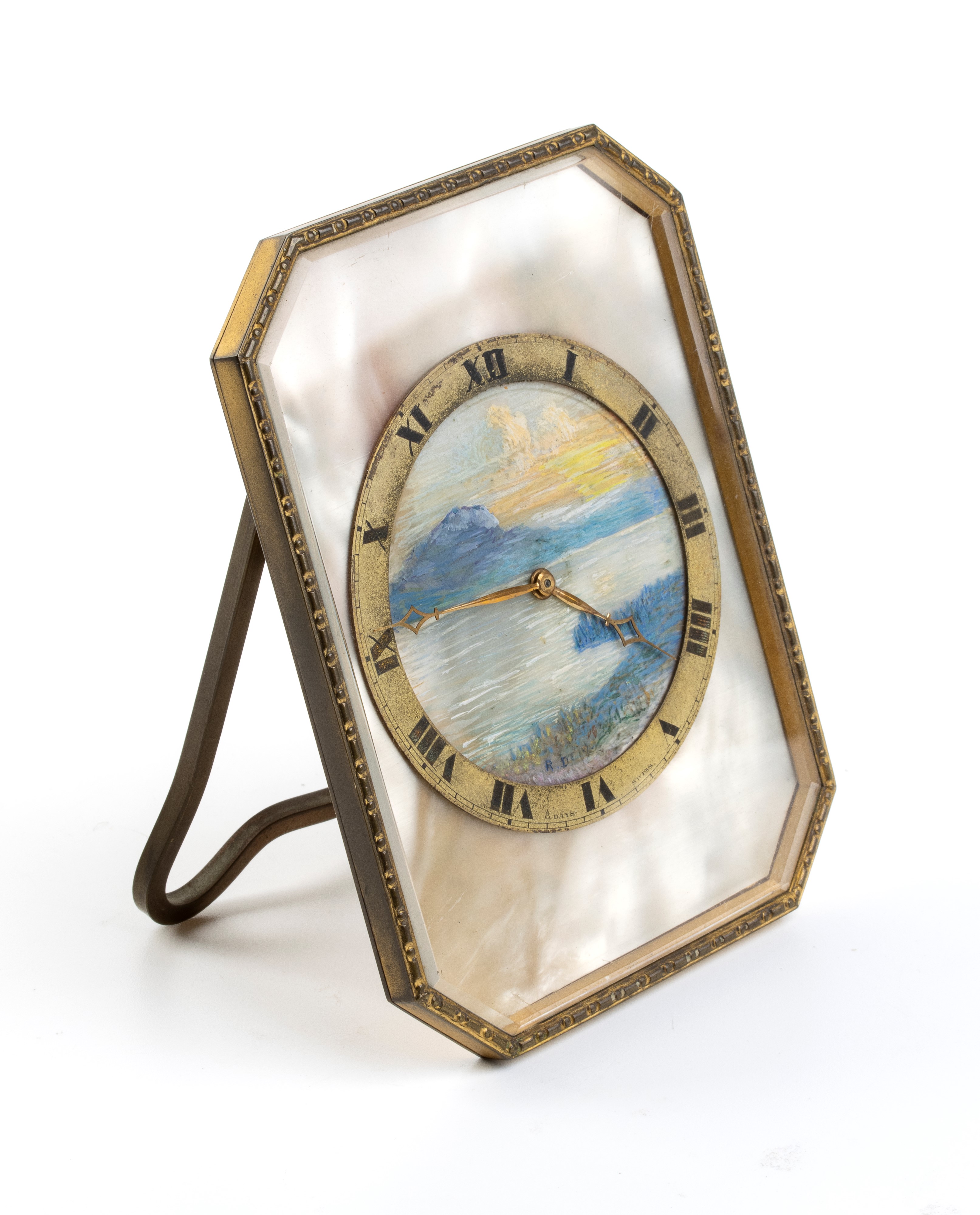 Orologio da tavolo Art Déco con madreperla