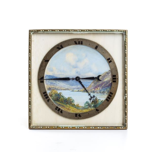 Kienzle (?): Art Déco ivory and enamel table clock