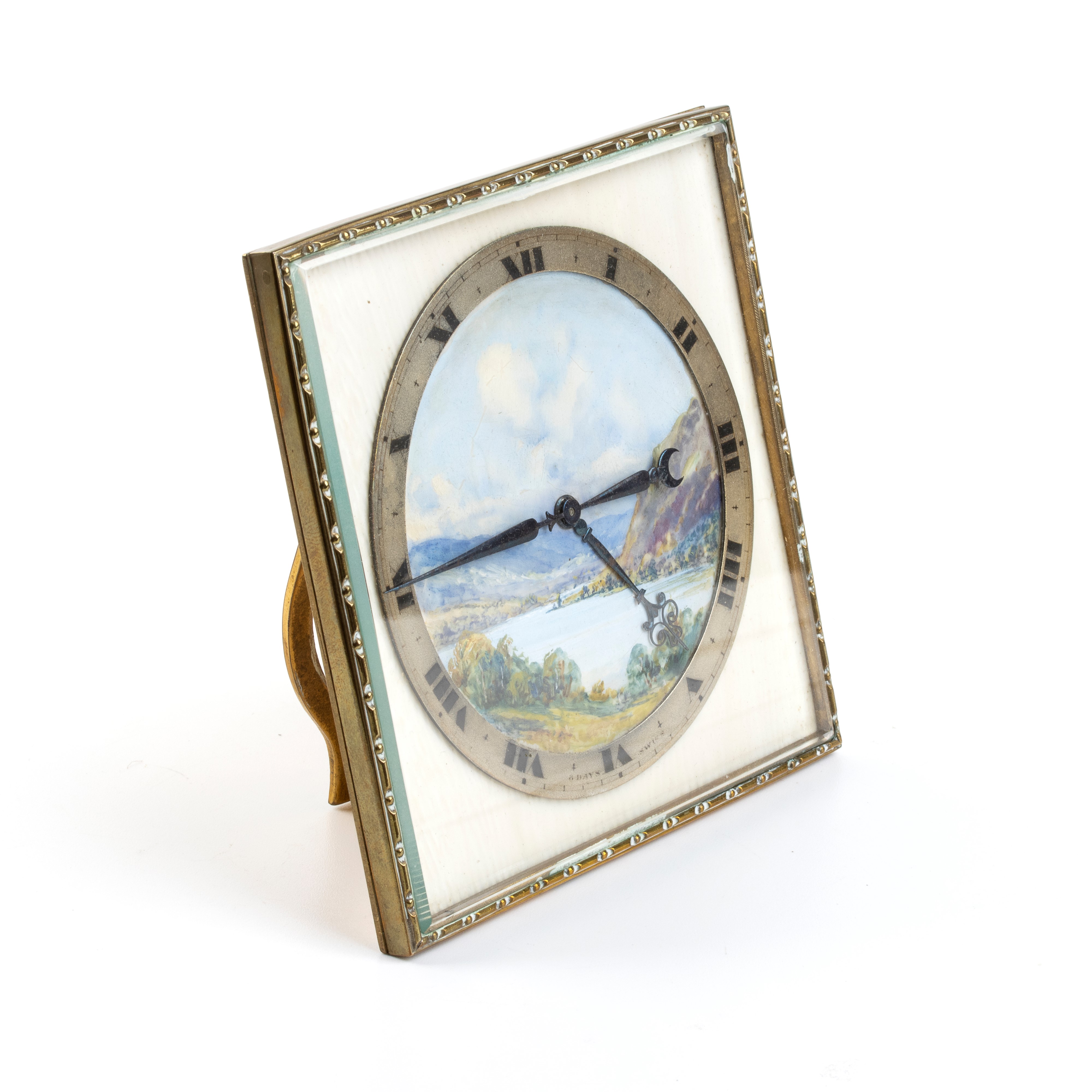 Kienzle (?): Orologio da tavolo Art Déco in avorio e smalti