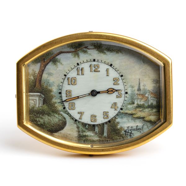 Orologio da tavolo Art Déco con smalti policromi