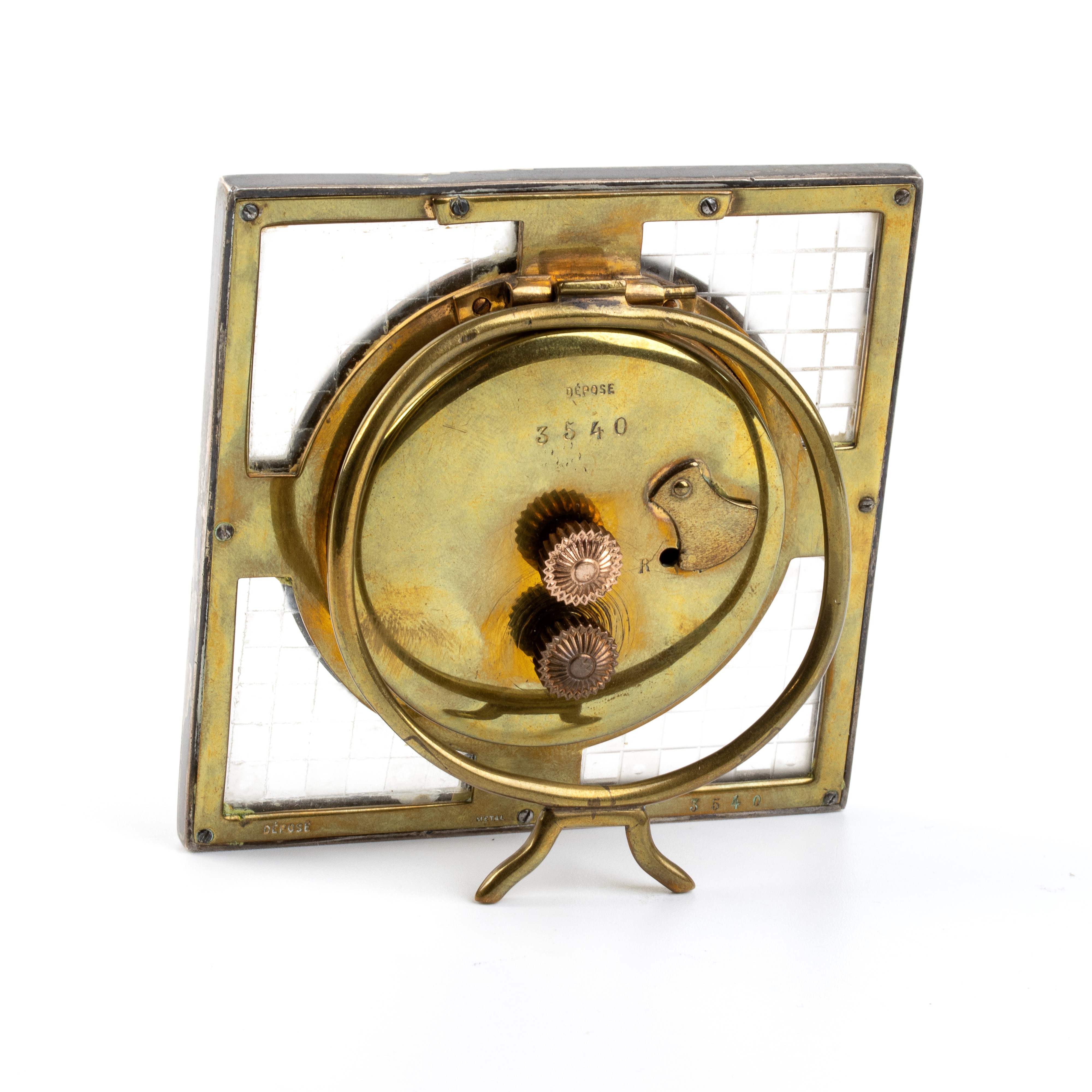 Orologio da tavolo Art Déco in argento e madreperla