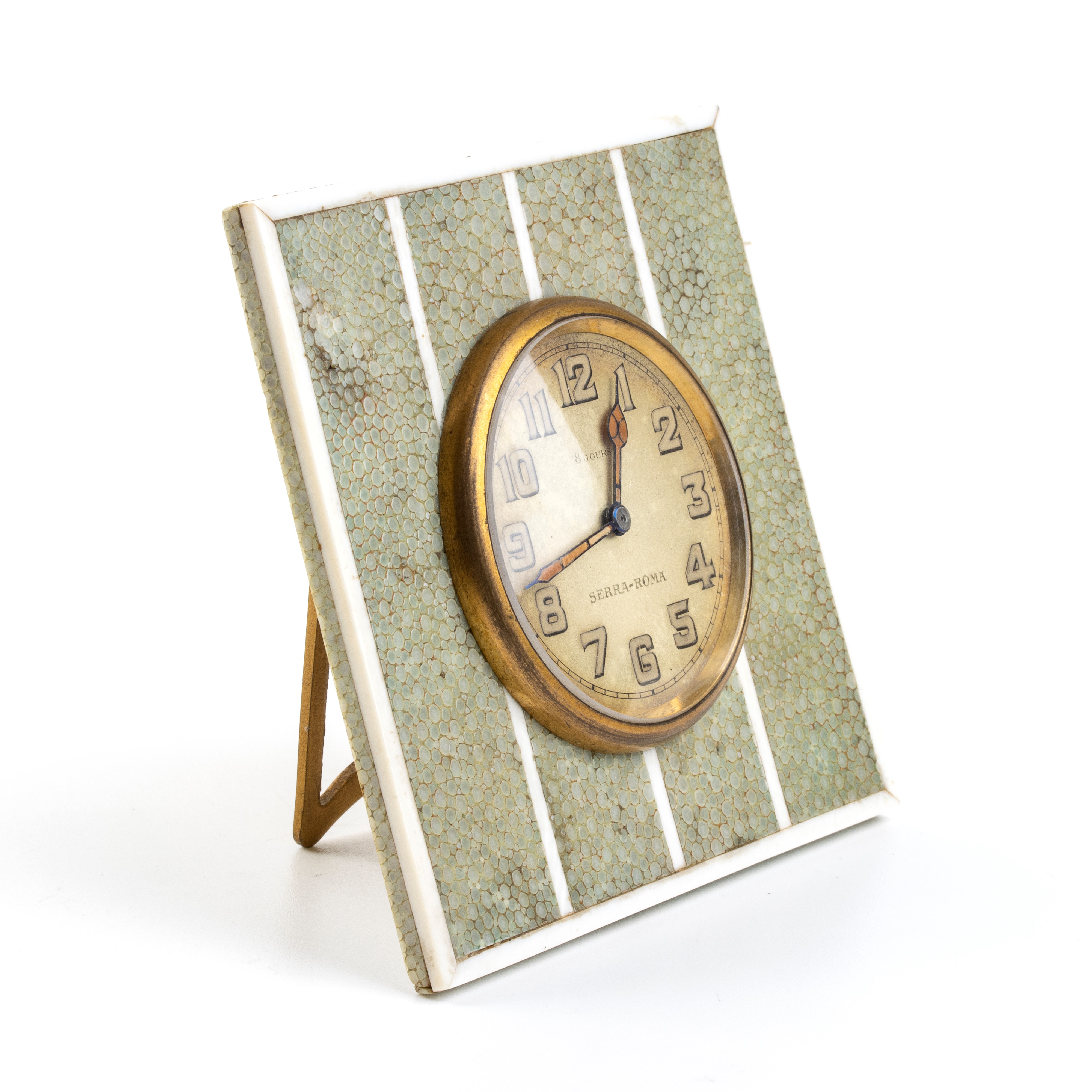 Orologio da tavolo Art Déco in avorio e Galuchat