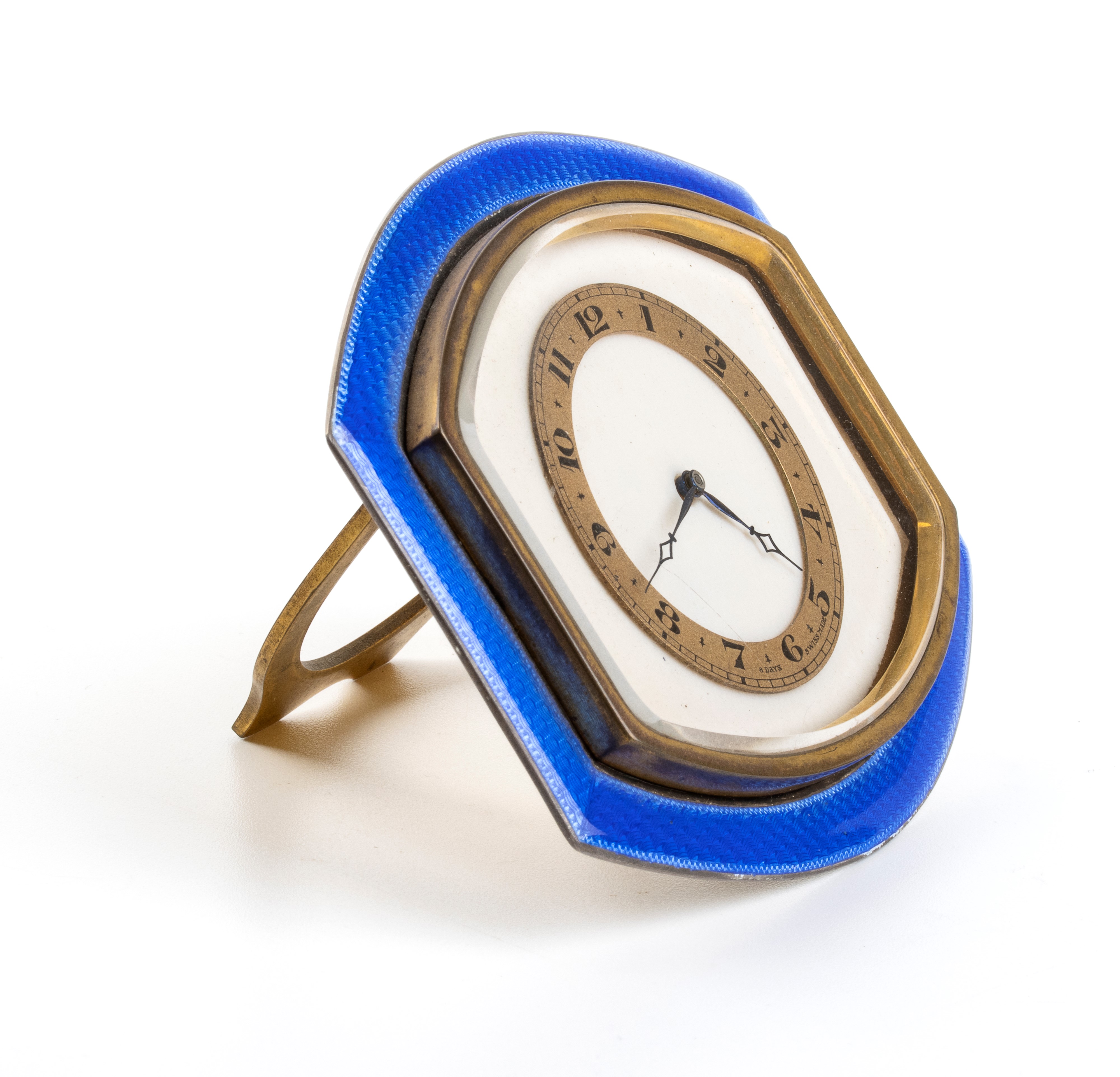 Charles S Green & Co Ltd - Orologio da Tavolo Art Déco in Argento e Smalto Guilloché