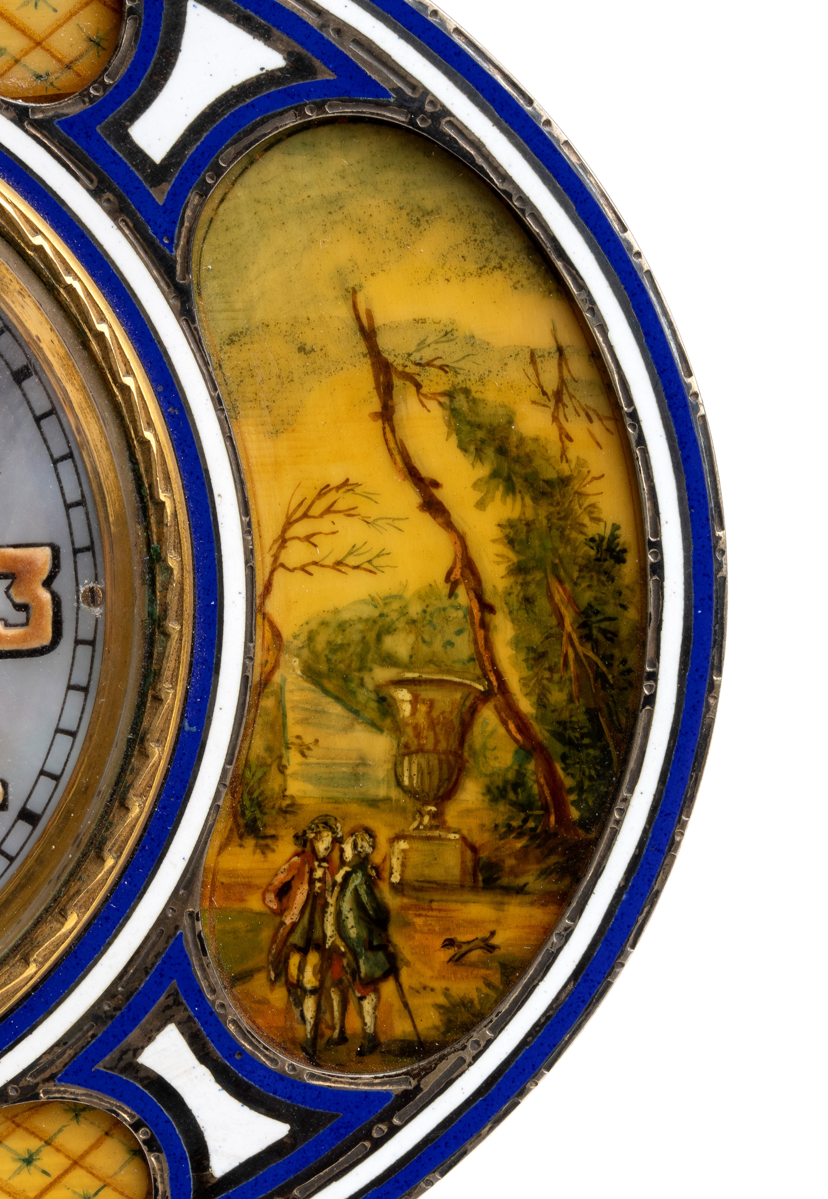 Orologio da tavolo Art Déco in argento, madreperla e smalti