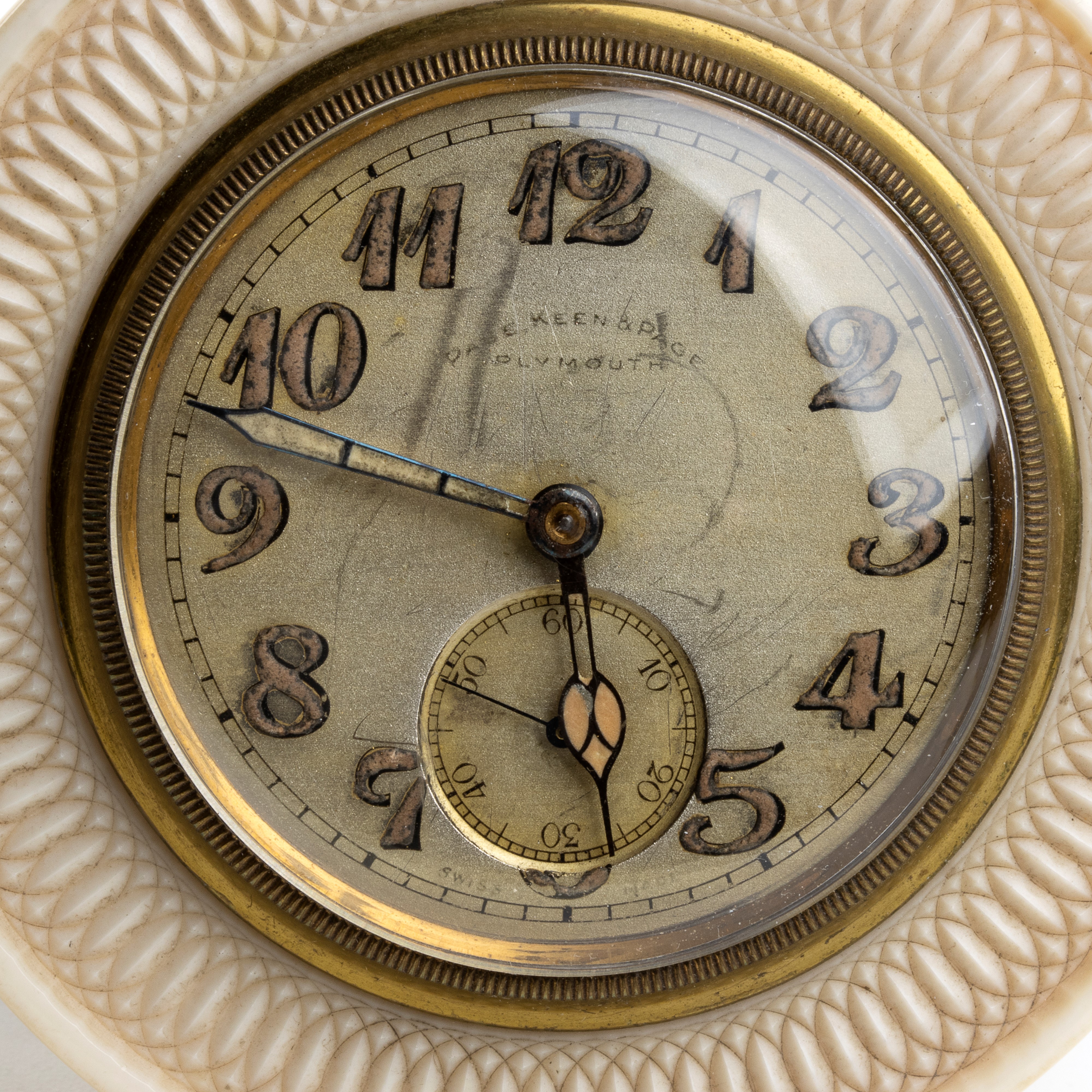 Orologio da tavolo Art Déco in avorio marino