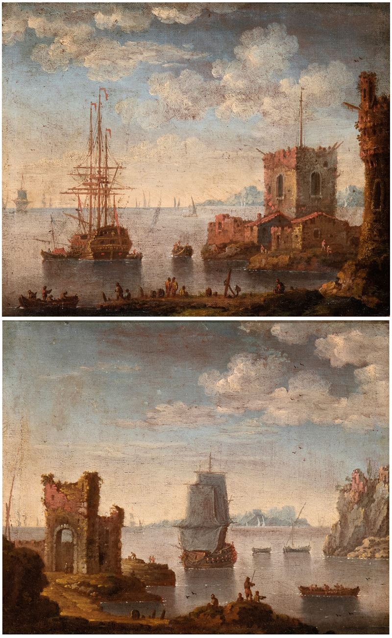 Artista Attivo in Veneto, Seconda Metà del XVII - Prima Metà del XVIII Secolo - A) Marina con Vas...