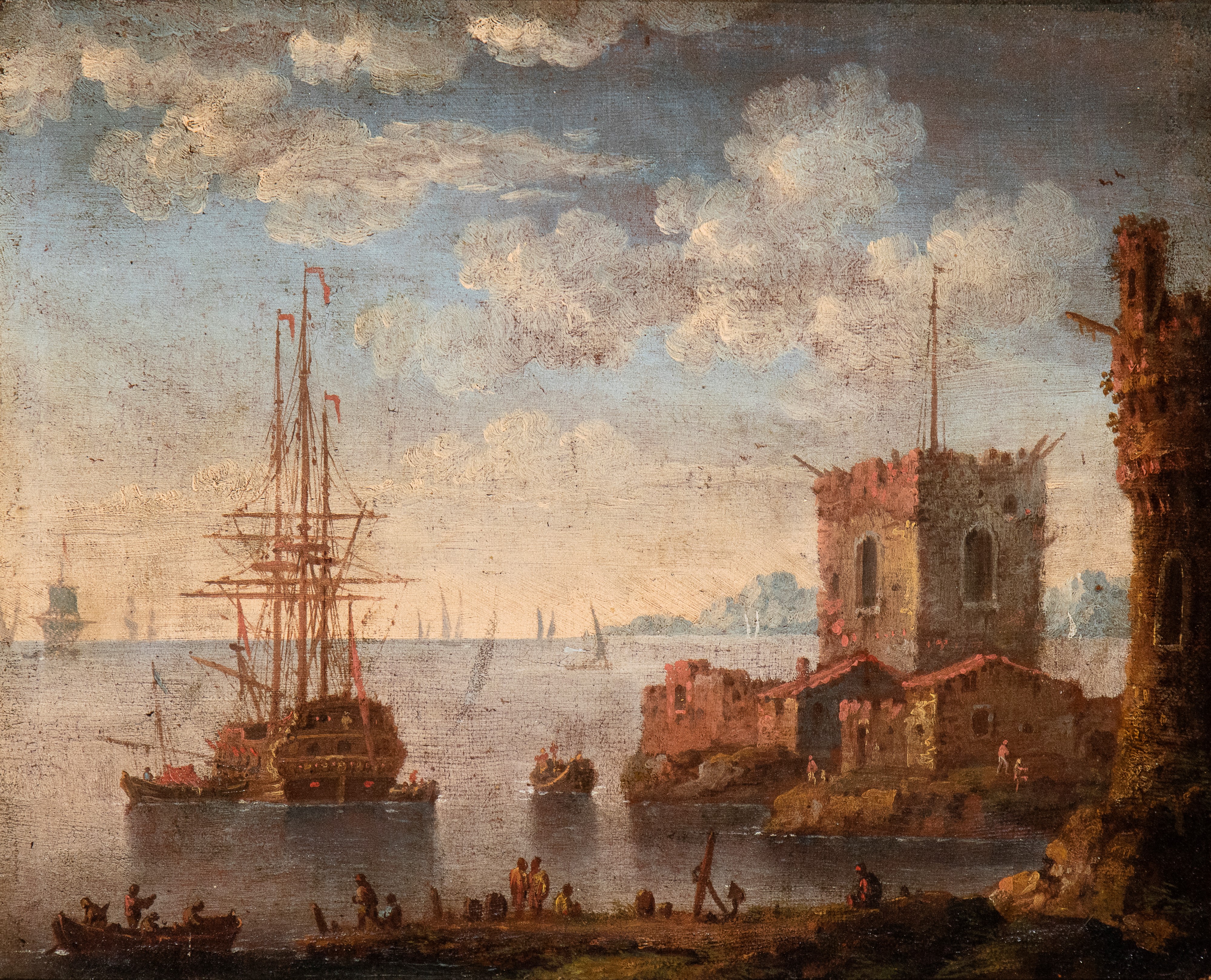 Artista Attivo in Veneto, Seconda Metà del XVII - Prima Metà del XVIII Secolo - A) Marina con Vas...