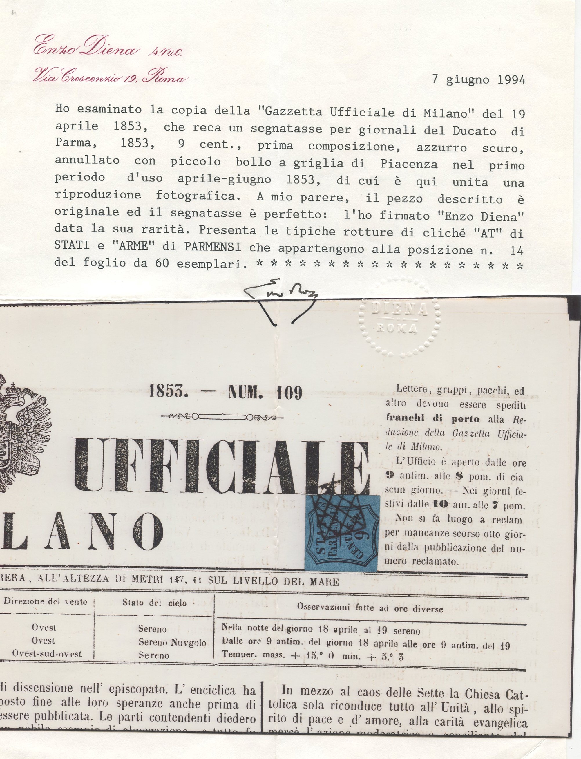 Parma/francobolli per Giornali - 4° Giorno D'uso