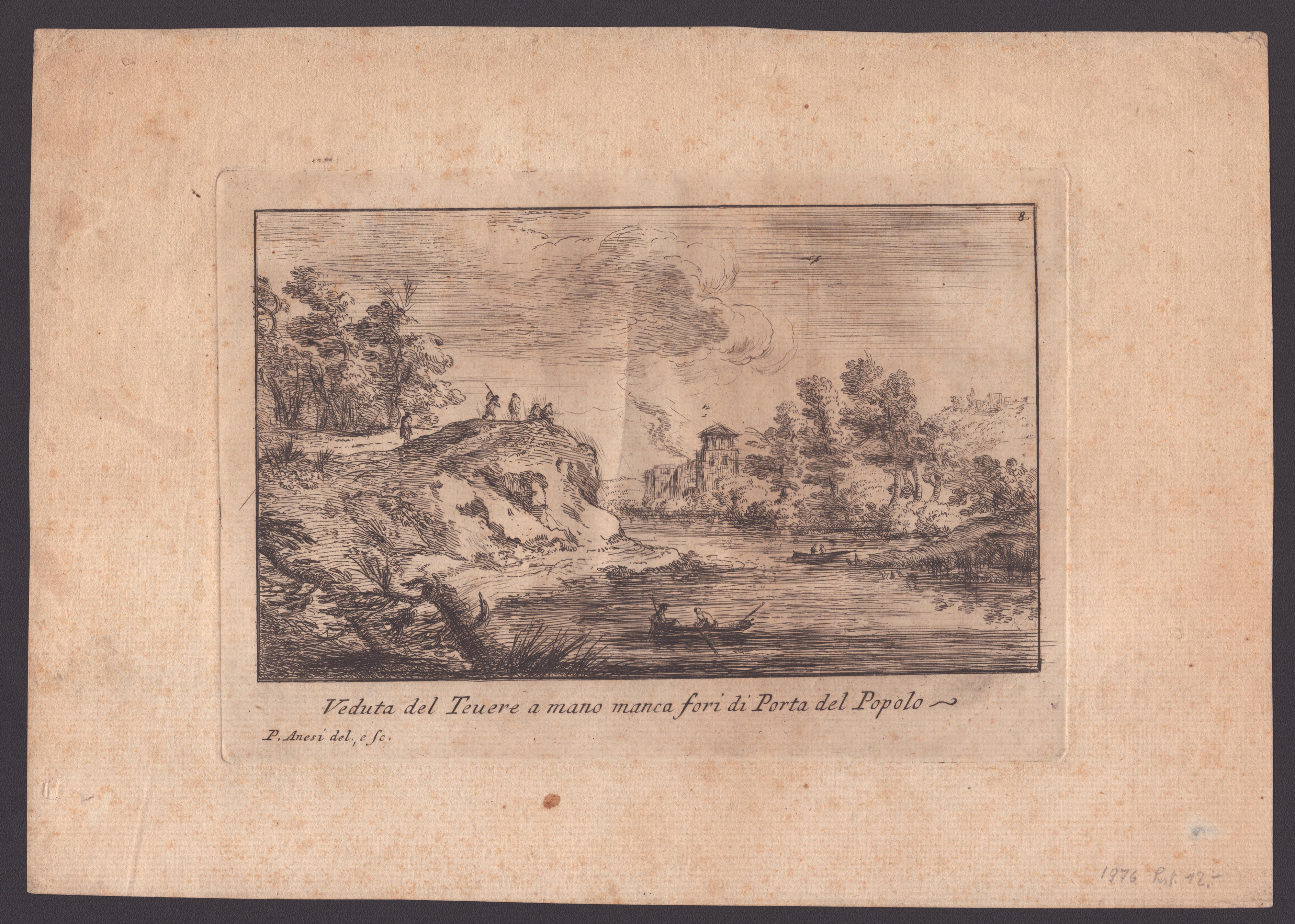 Paolo Anesi - Veduta di Port Castello | Veduta del Tevere a Mano Manca Fori di Porta del Popolo