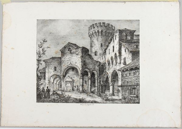 Scorcio di Bologna  (metà XIX Secolo)  - Asta Stampe antiche e moderne, disegni e carte geografiche - Bertolami Fine Art - Casa d'Aste