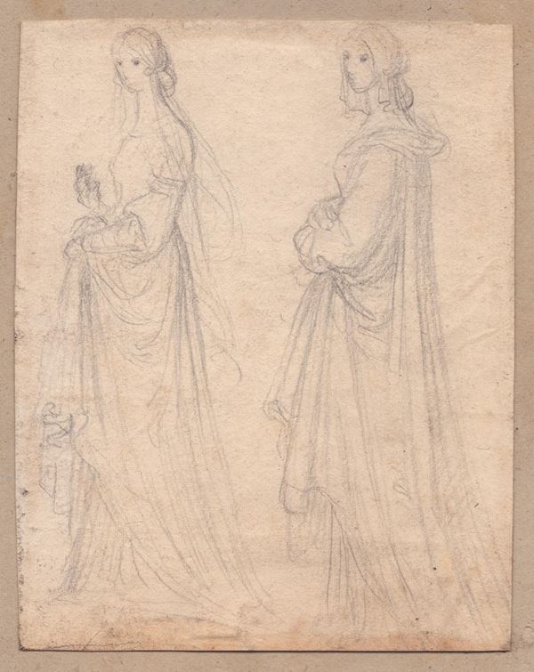 Studio per due donne  (anonimo artista del XIX Secolo)  - Asta Stampe antiche e moderne, disegni e carte geografiche - Bertolami Fine Art - Casa d'Aste