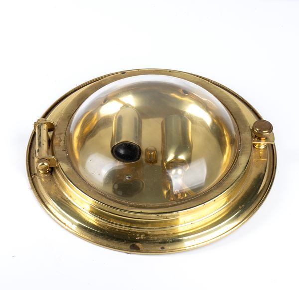 Electrified brass ceiling light  - Auction Nautical & Maritime Antiques from The "La Vecchia Marina di Roma" Collection - Bertolami Fine Art - Casa d'Aste