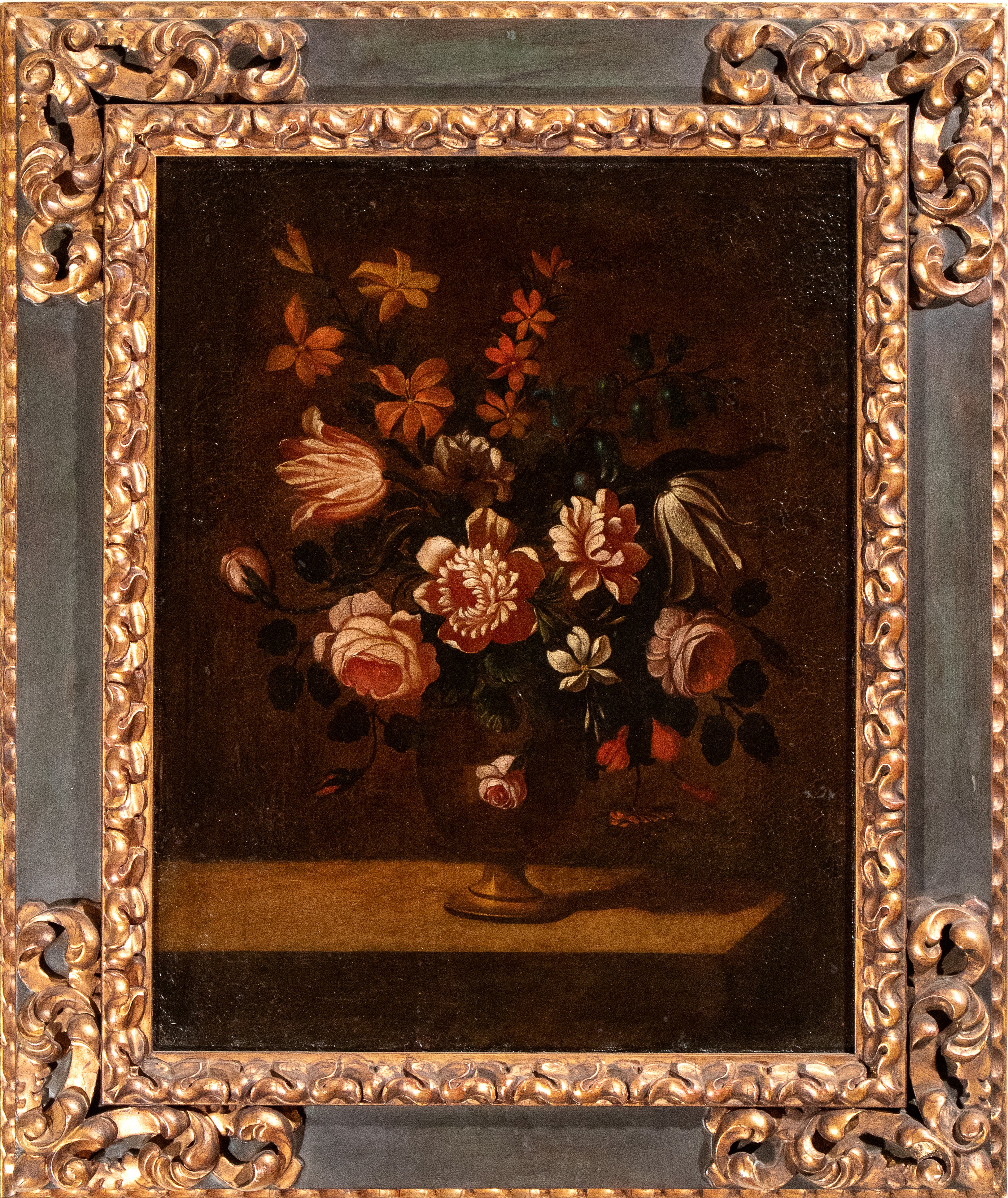 a) Natura morta di tulipani, rose e margherite ; b) natura morta di tulipani, rose e gelsomini. C...