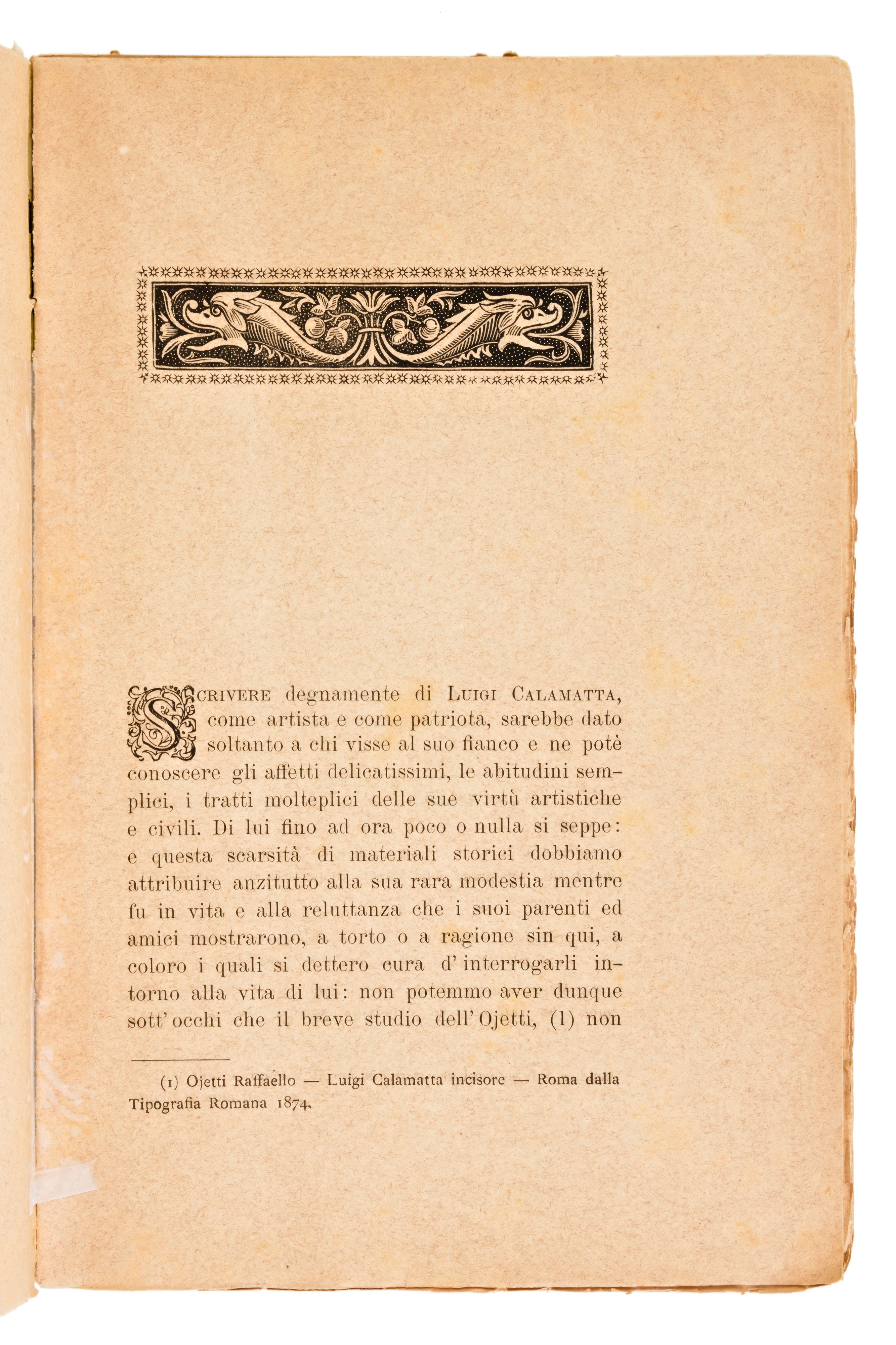 Corbucci, Vittorio : Luigi Calamatta Incisore. in Civitavecchia 1886 Vincenzo Strambi Editore