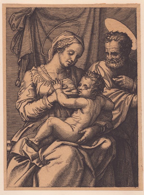 Marcantonio Raimondi - The Madonna breastfeeds the Child