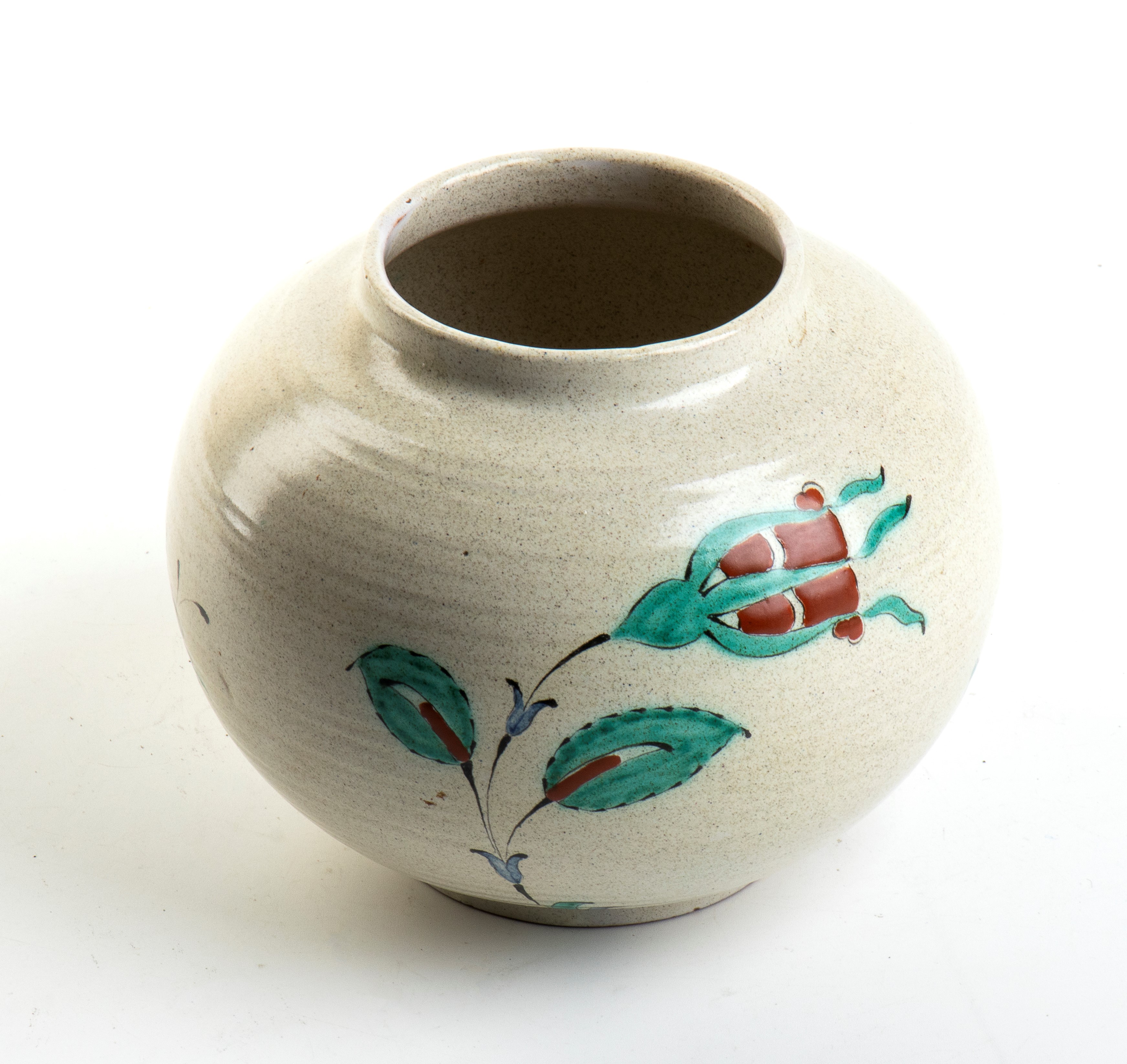 Manifattura Icaro Rodi - Vaso Tondo con Decorazione Floreale