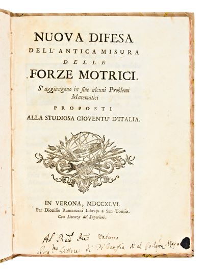 [matematica/fisica] Marzagaglia, Gaetano : Nuova Difesa Dell'antica Misura delle Forze Motrici......