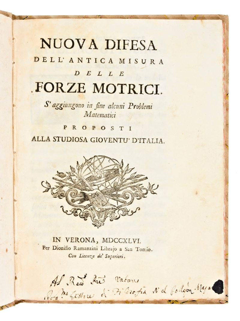 [matematica/fisica] Marzagaglia, Gaetano : Nuova Difesa Dell'antica Misura delle Forze Motrici......