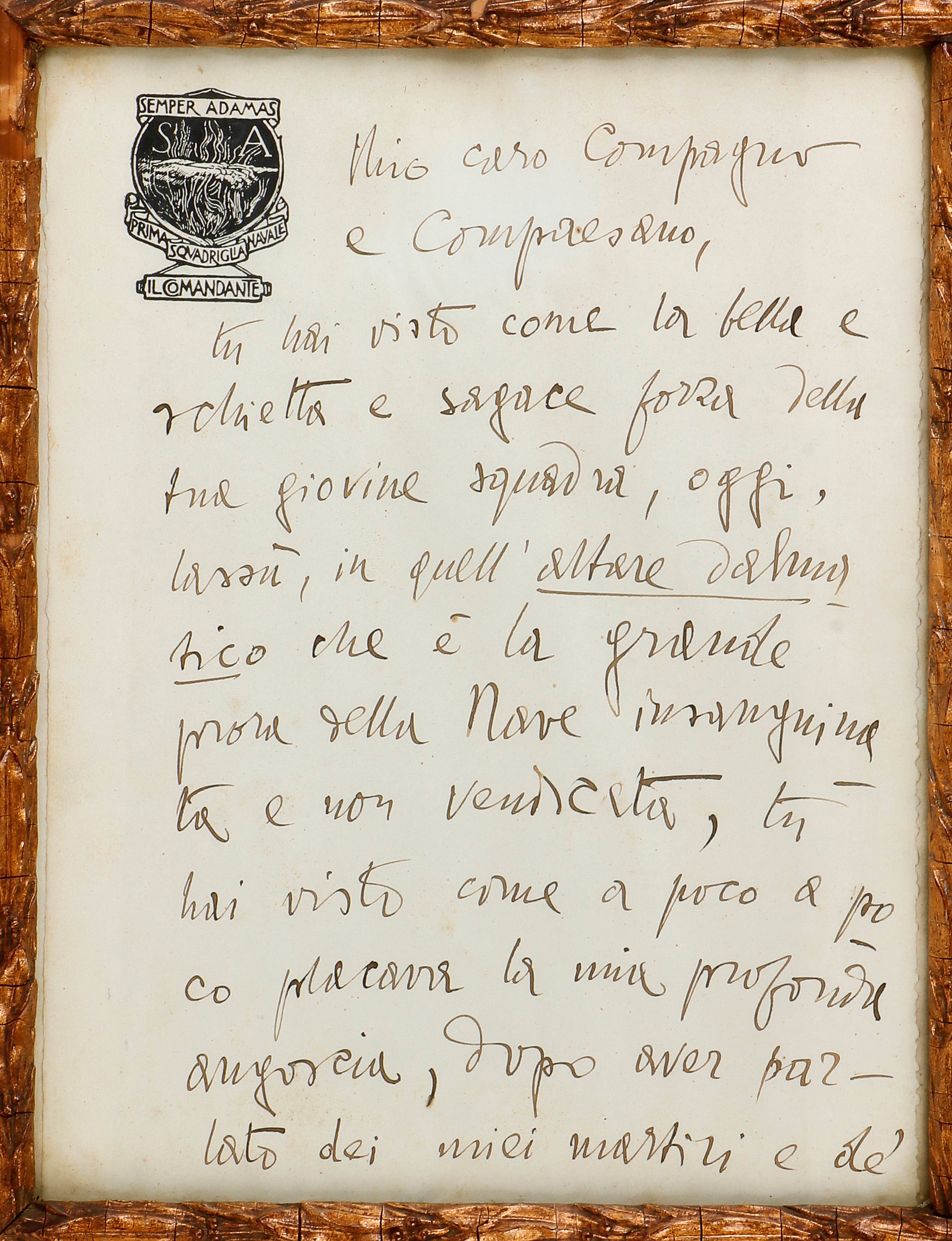 D'Annunzio Gabriele (1863-1938), lettera autografa